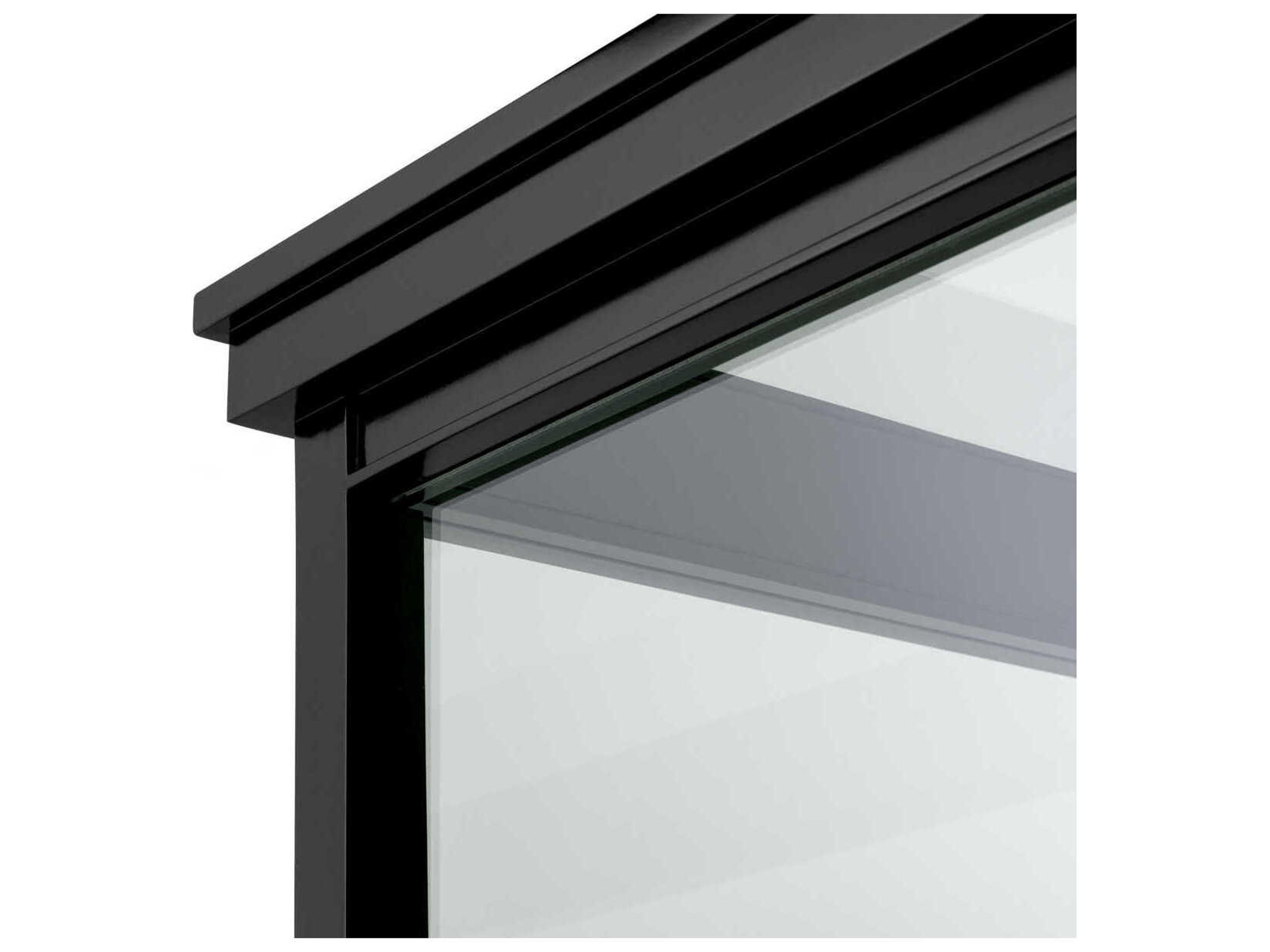 Eichholtz Gallery Solid Wood Black Veneer Clear Glass Display Cabinet