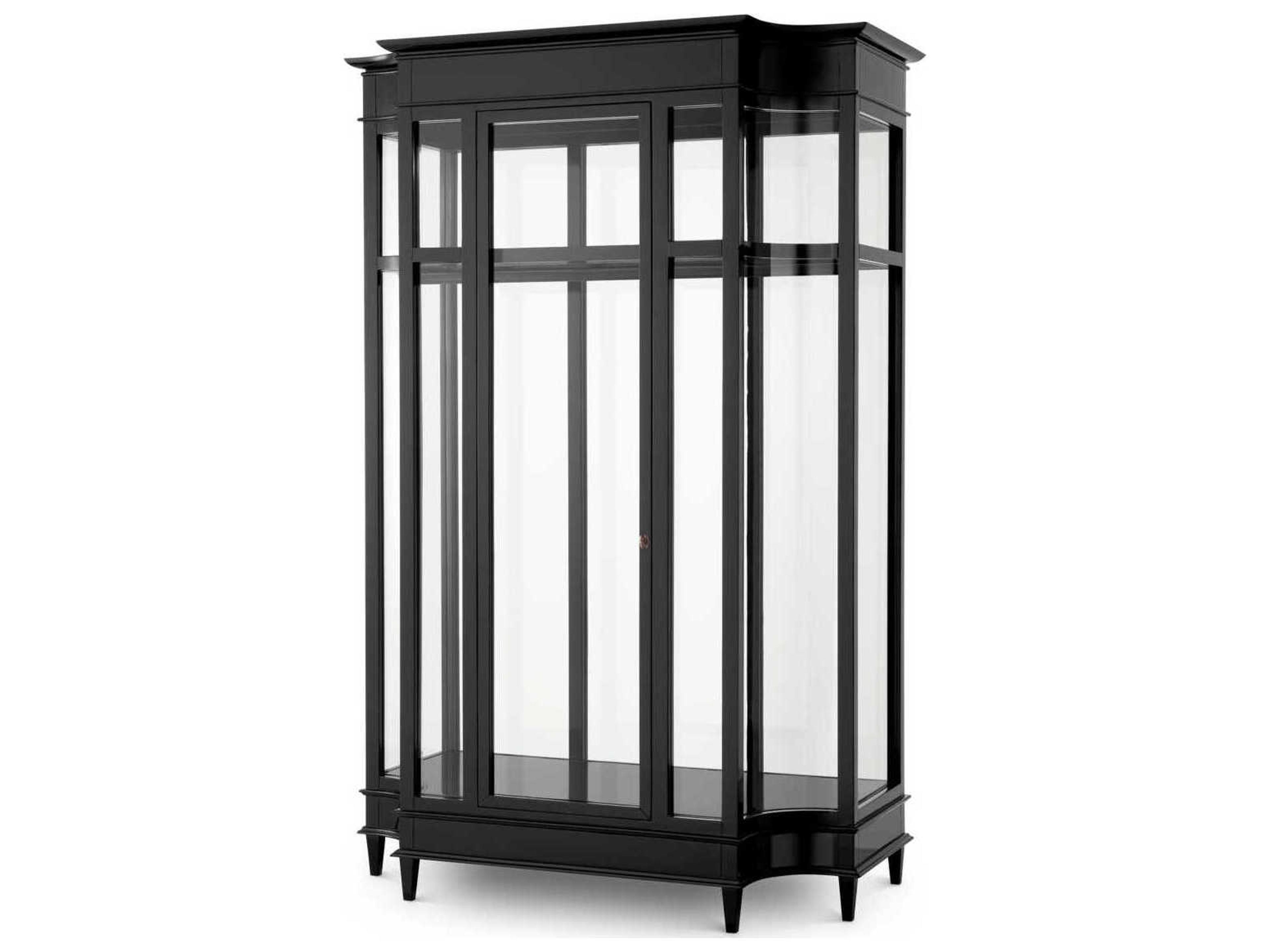 Gala Hardwood Black Clear Glass Display Cabinet