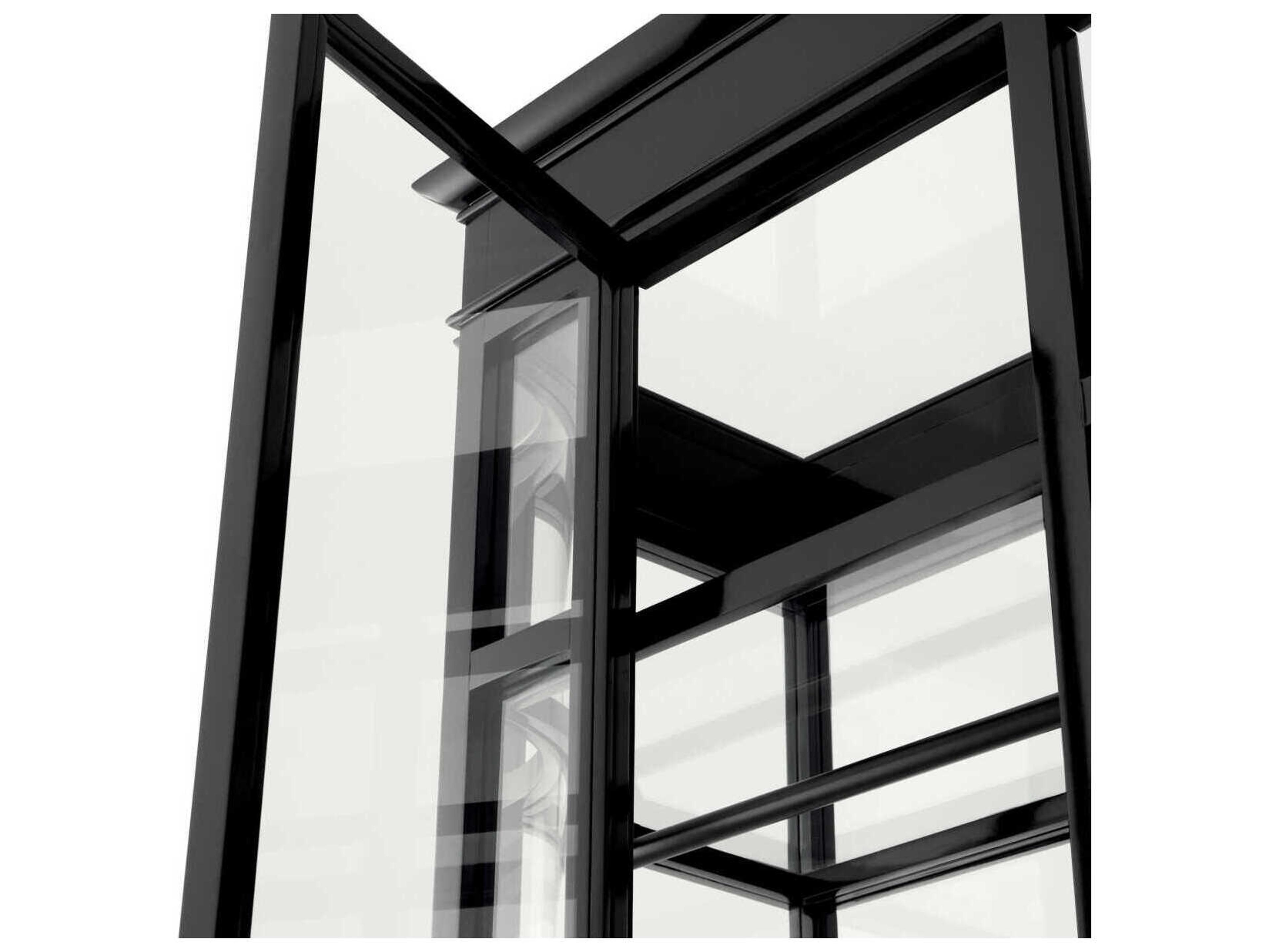 Eichholtz Gala Hardwood Black Clear Glass Display Cabinet