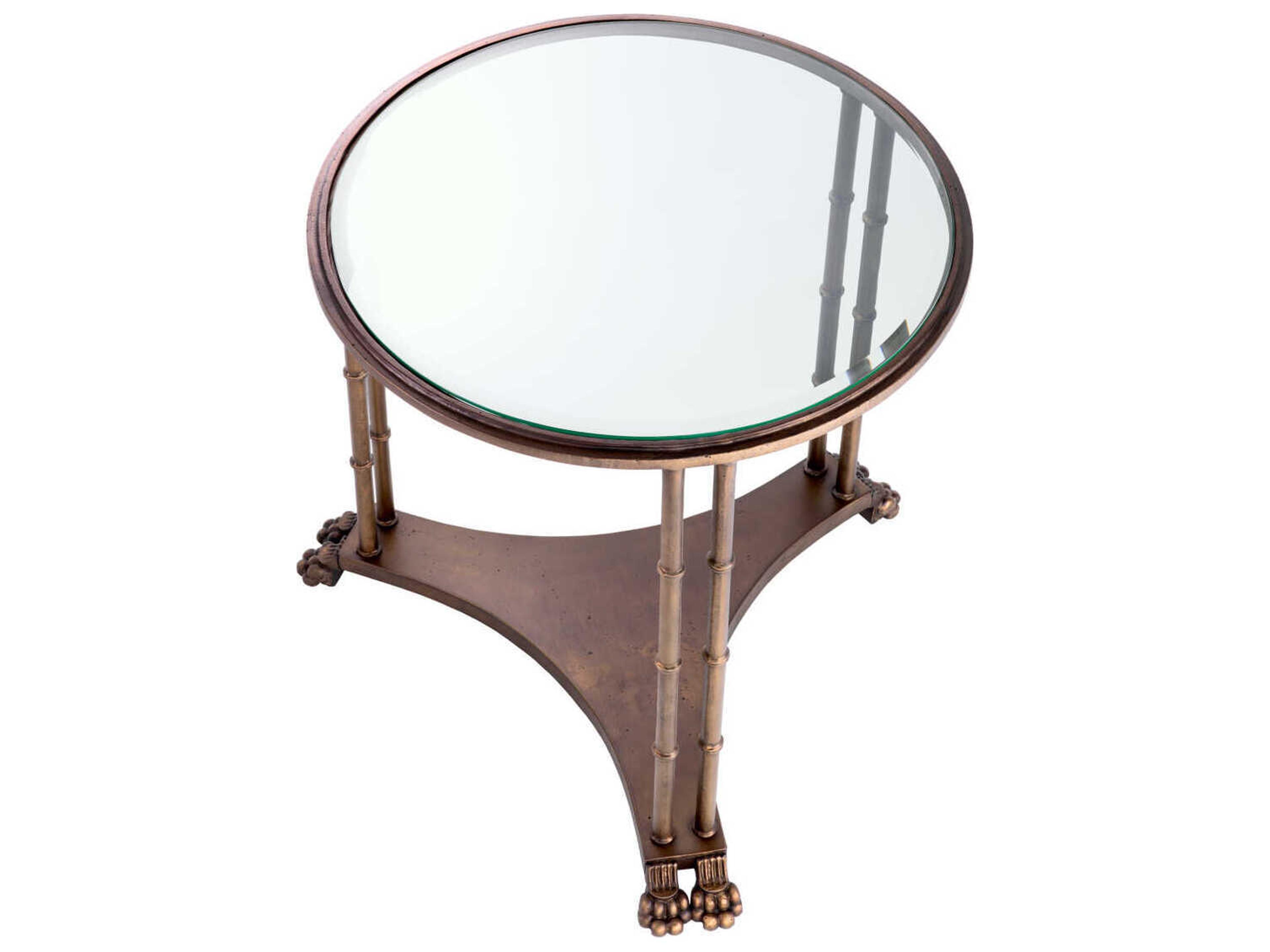 Eichholtz Lioness Round Bronze Bevelled Glass End Table