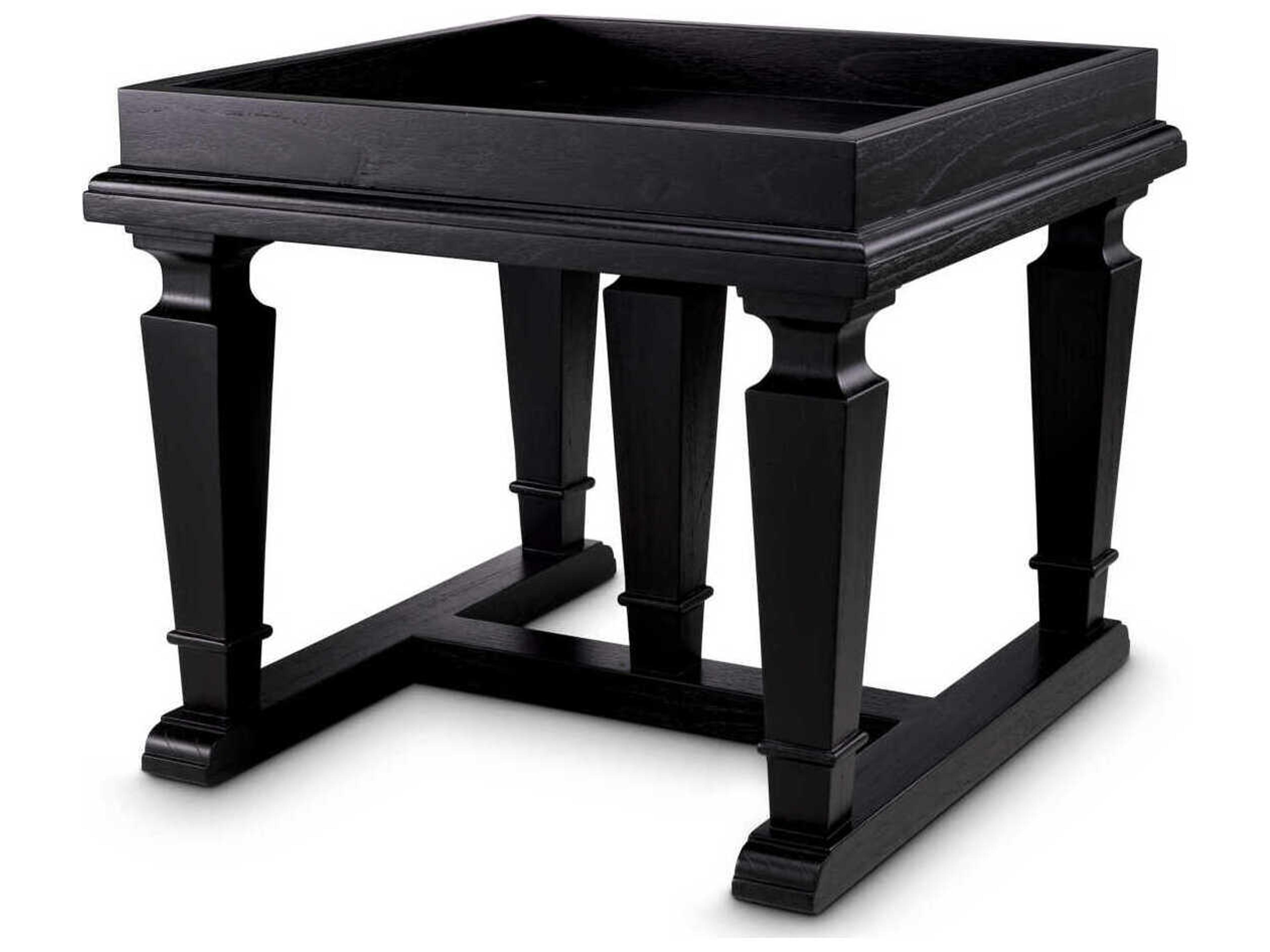 Americana Square Wood Black Veneer End Table