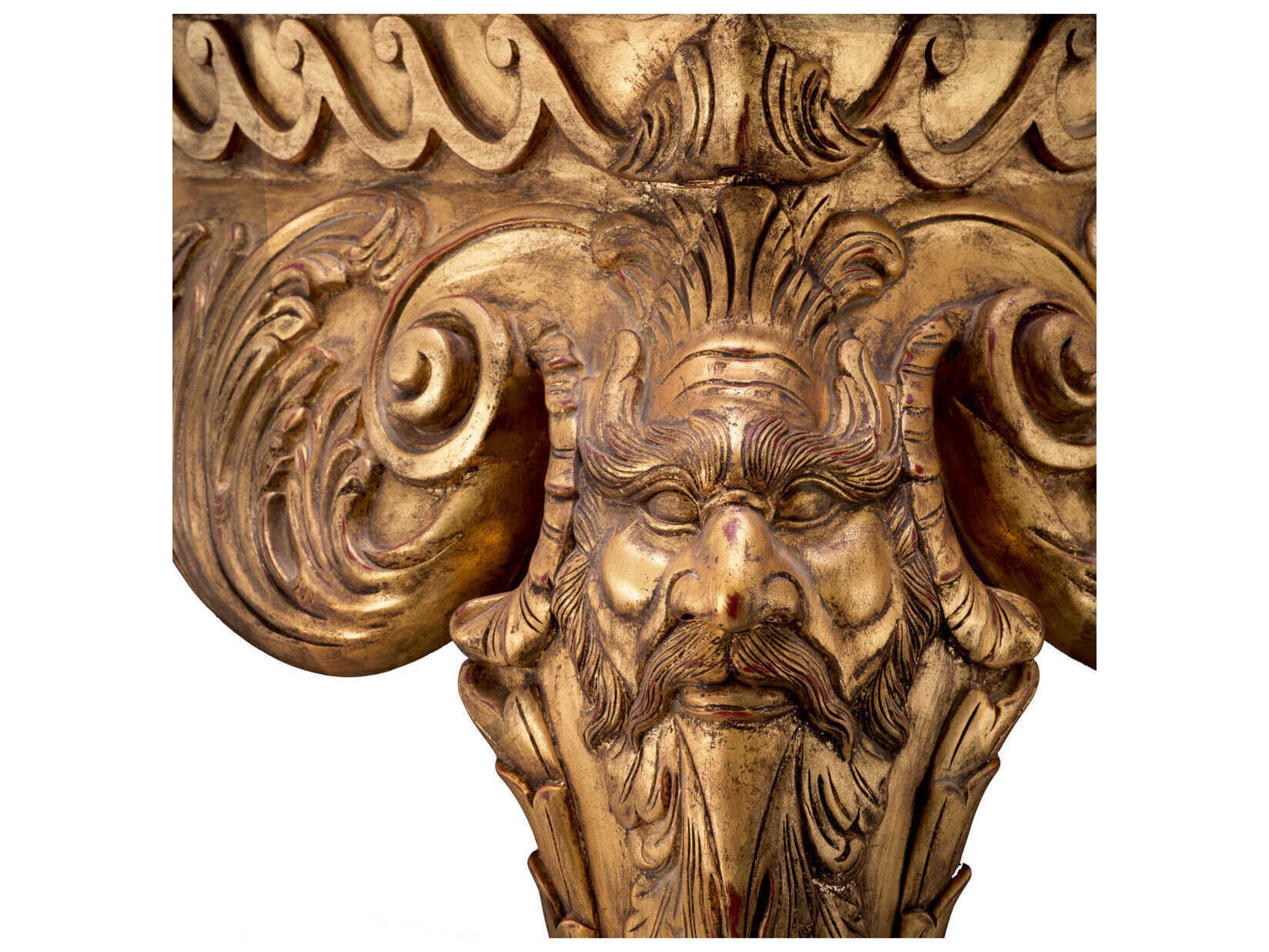 Eichholtz Matthias Rectangular Antique Gold Green Marble Console Table