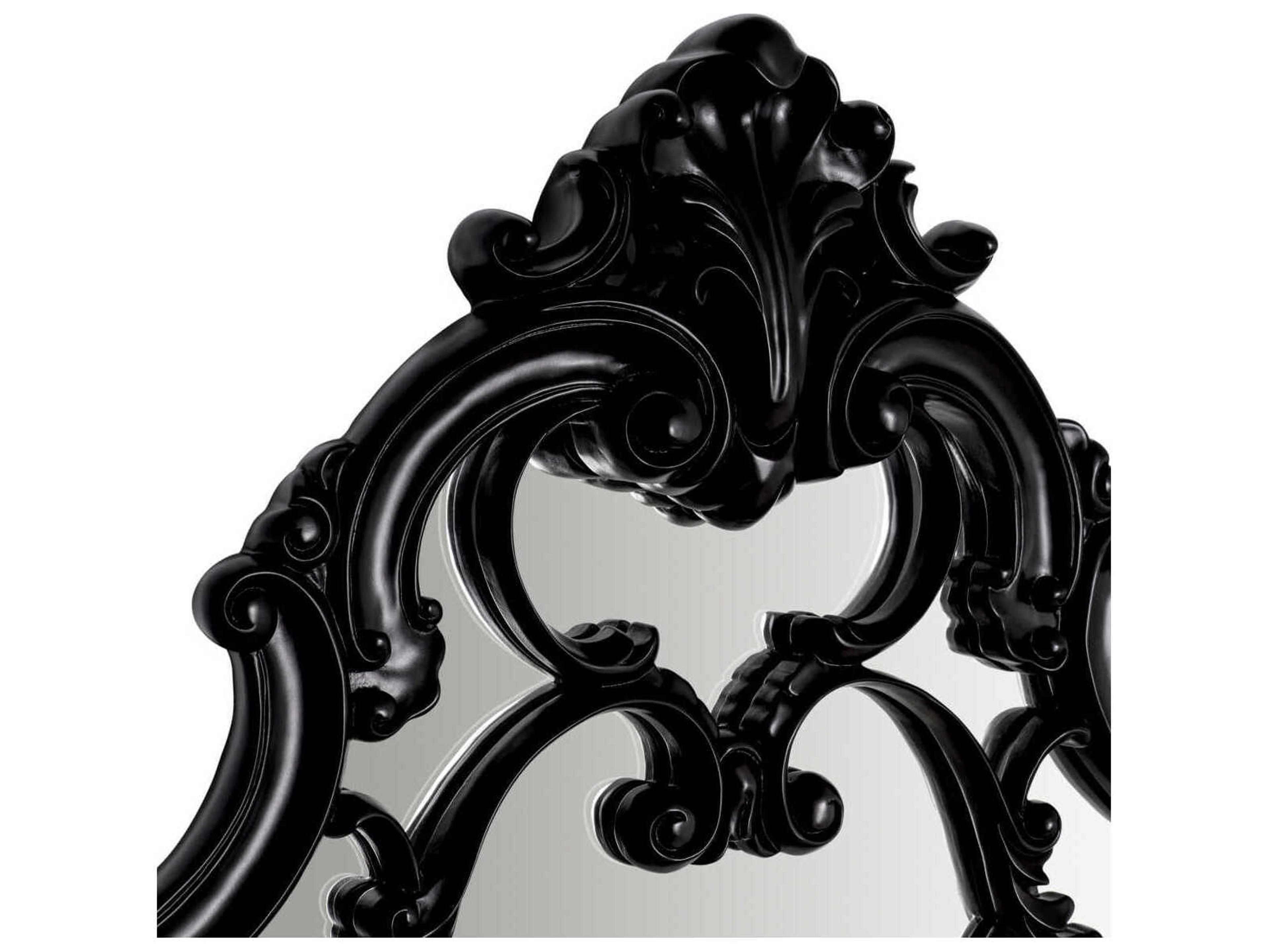 Eichholtz Chippendale Black Bevelled Mirror Glass Wall Vertical