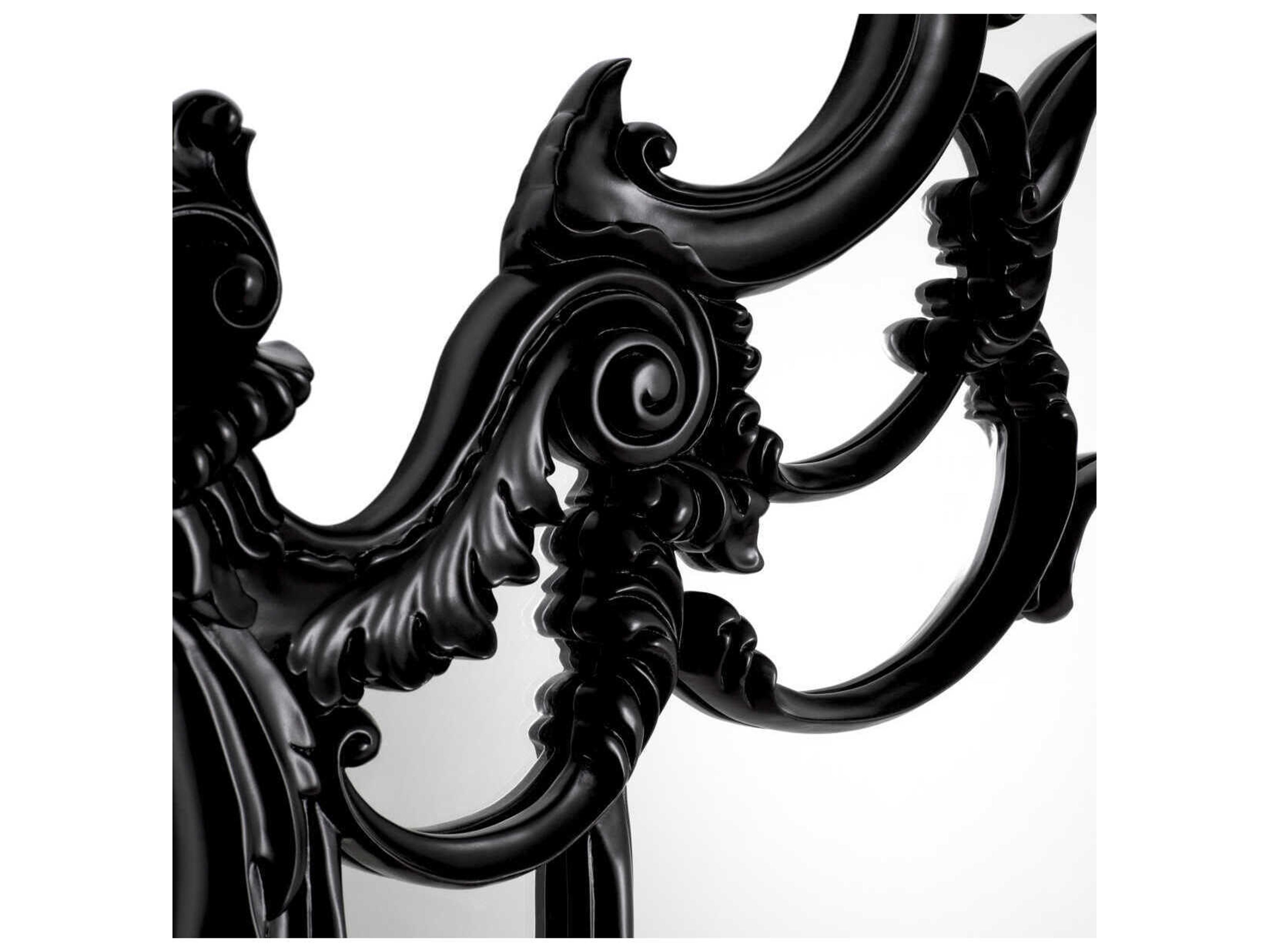 Eichholtz Chippendale Black Bevelled Mirror Glass Wall Vertical