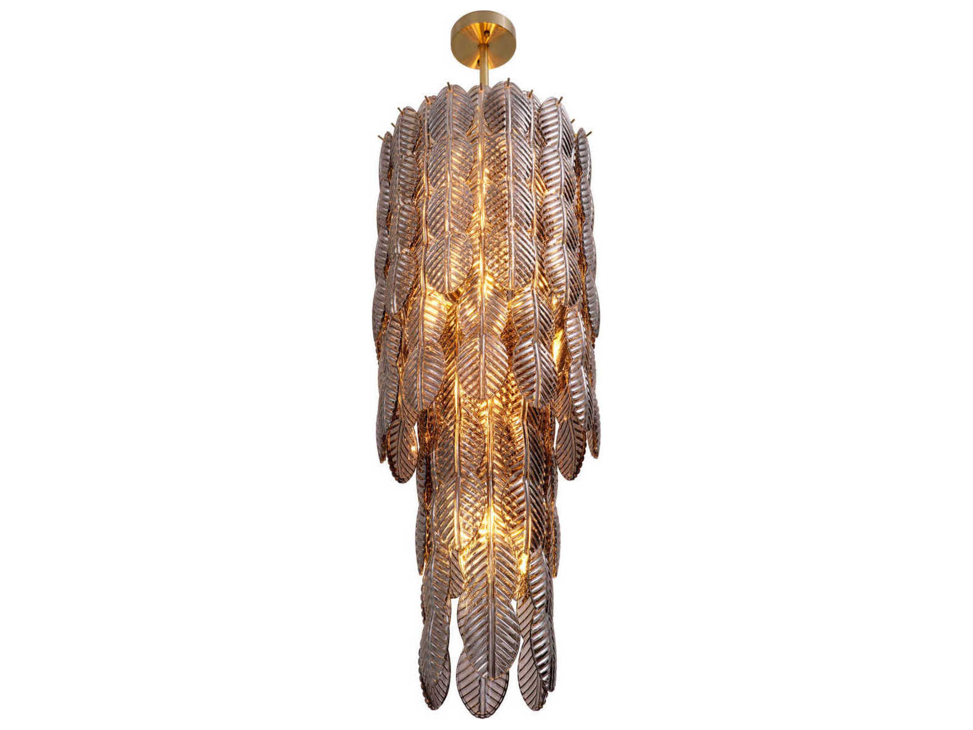 Eichholtz Sahure Brushed Brass Smoke Glass Tiered Linear Chandelier