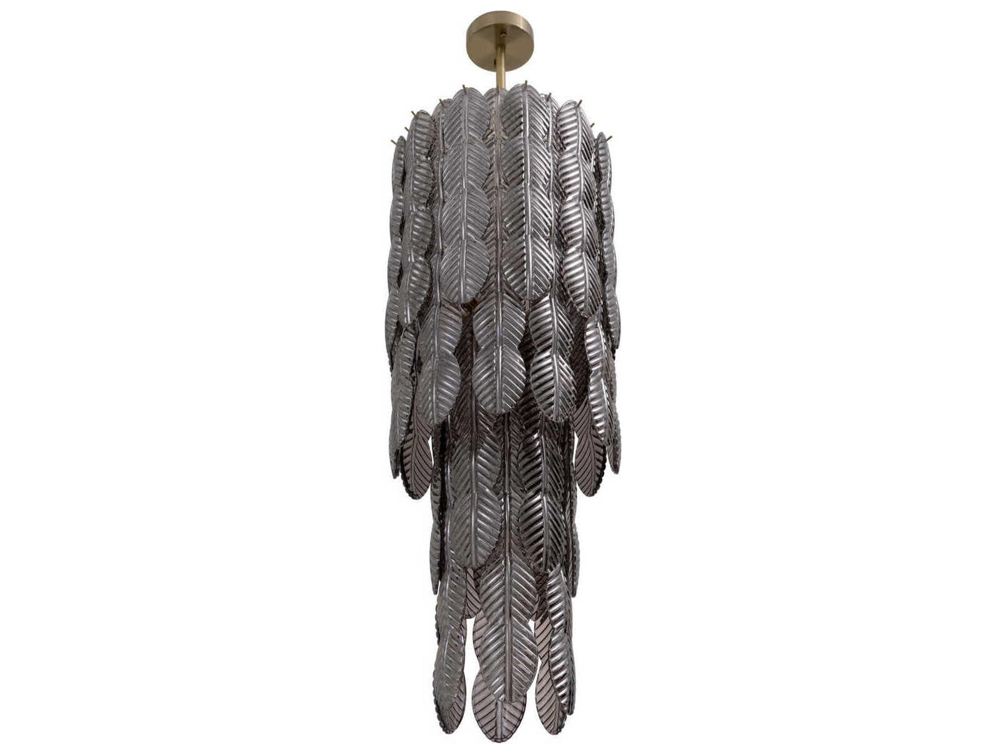 Eichholtz Sahure Brushed Brass Smoke Glass Tiered Linear Chandelier