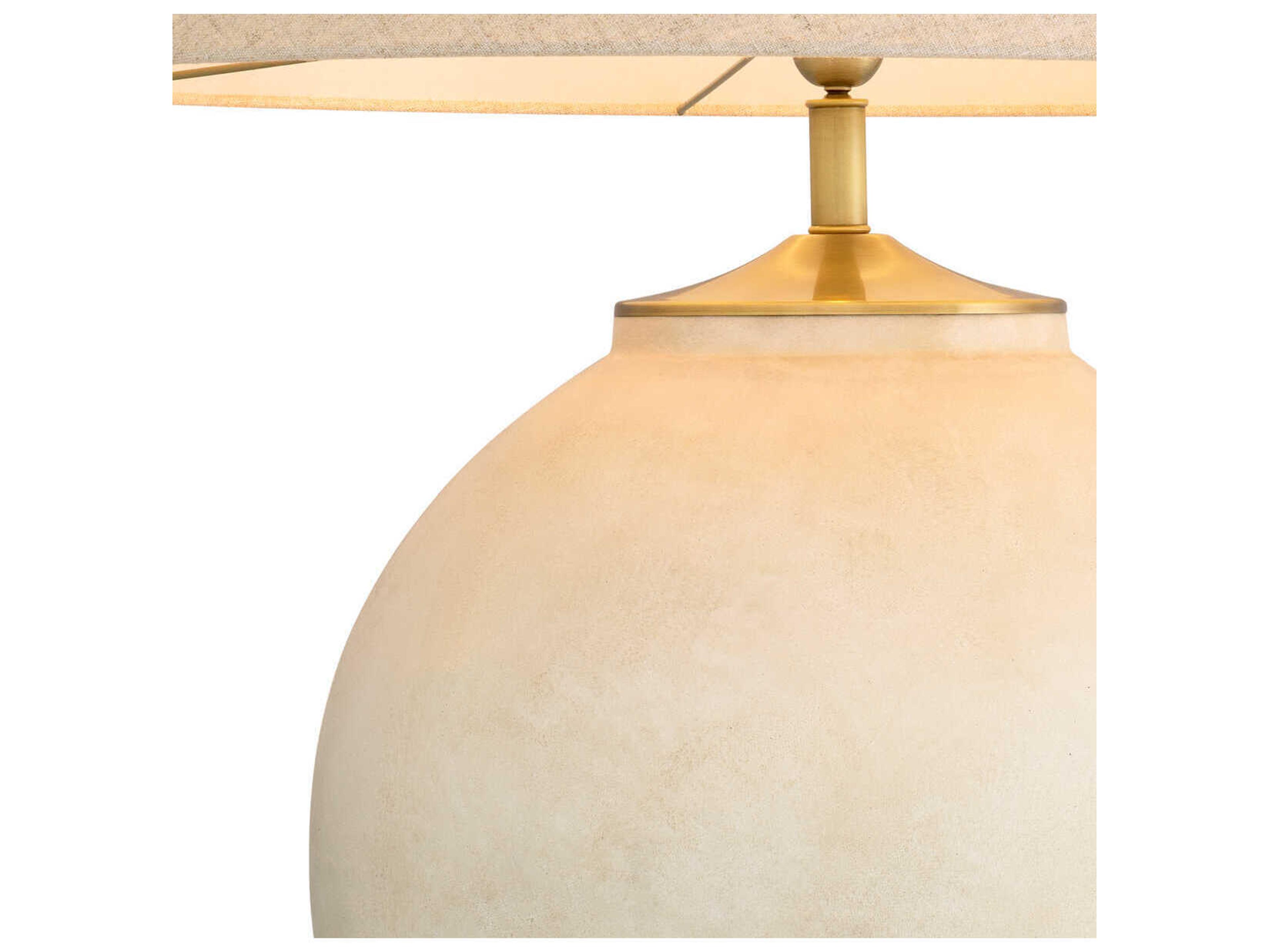 Eichholtz Moon Sand Brushed Brass Off White Table Lamp