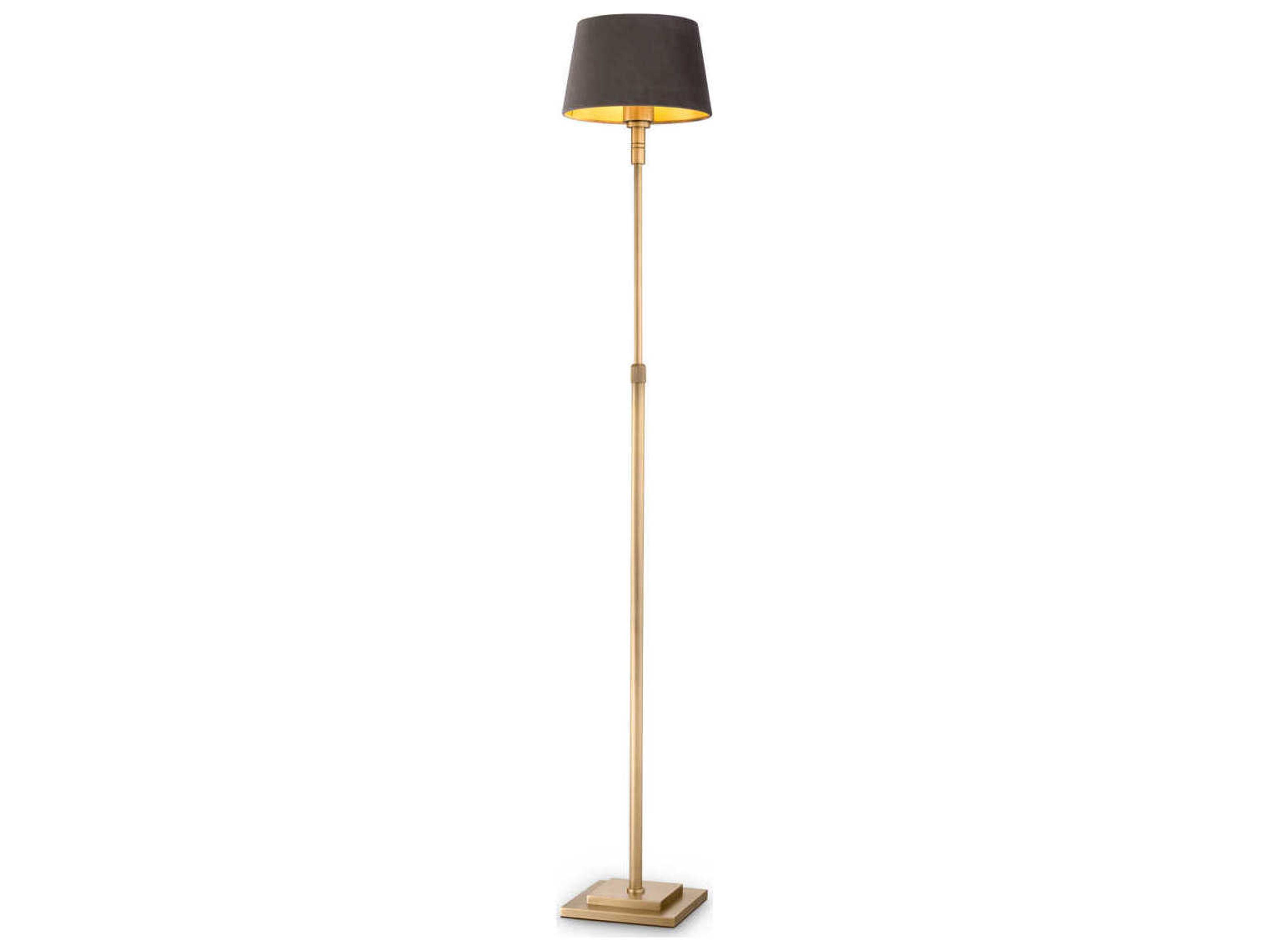 Tryon Floor Lamp in Brushed Brass with Velvet Shade