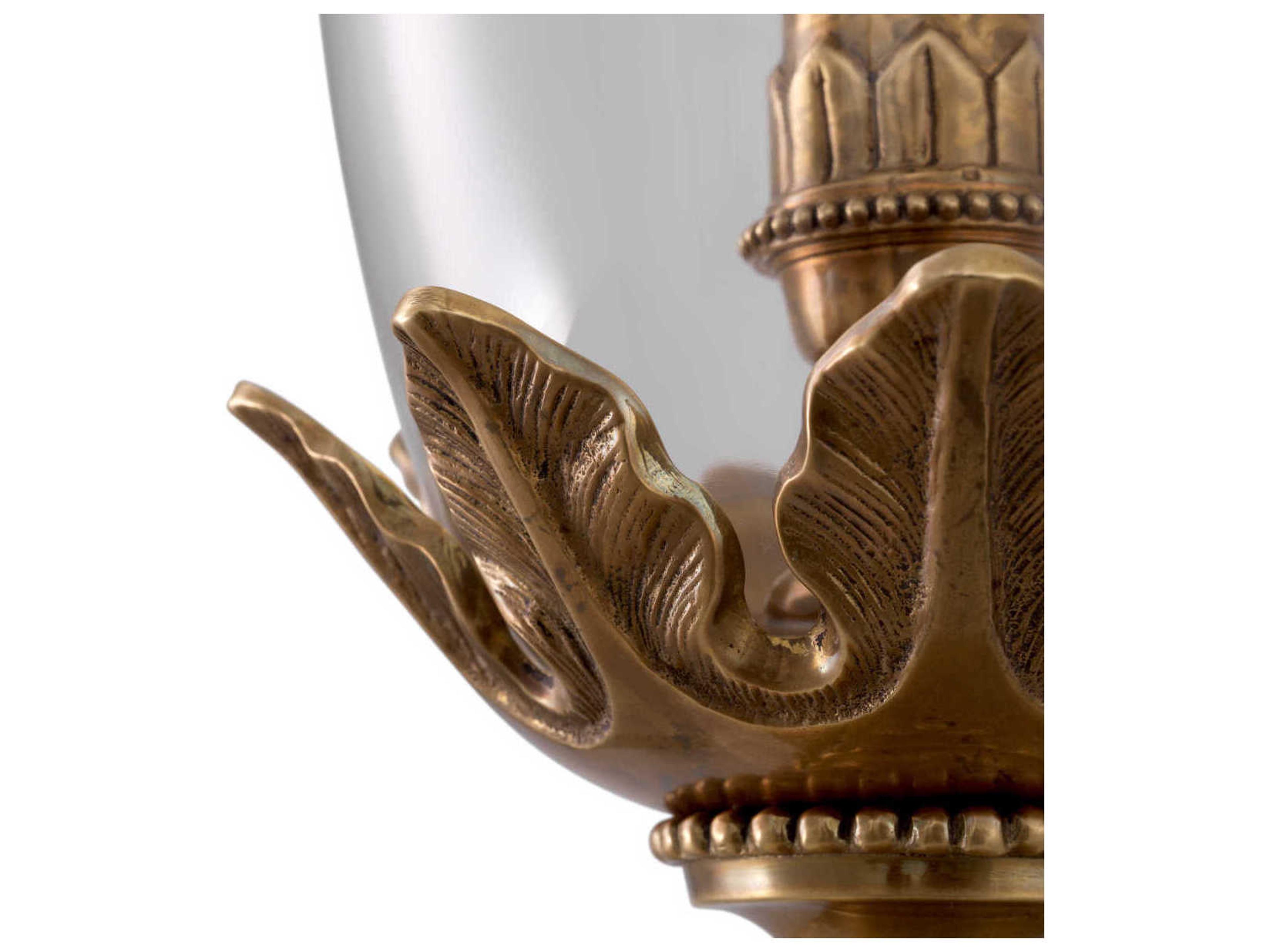 Eichholtz Hurricanes Polished Brass Clear Glass Candle Holder