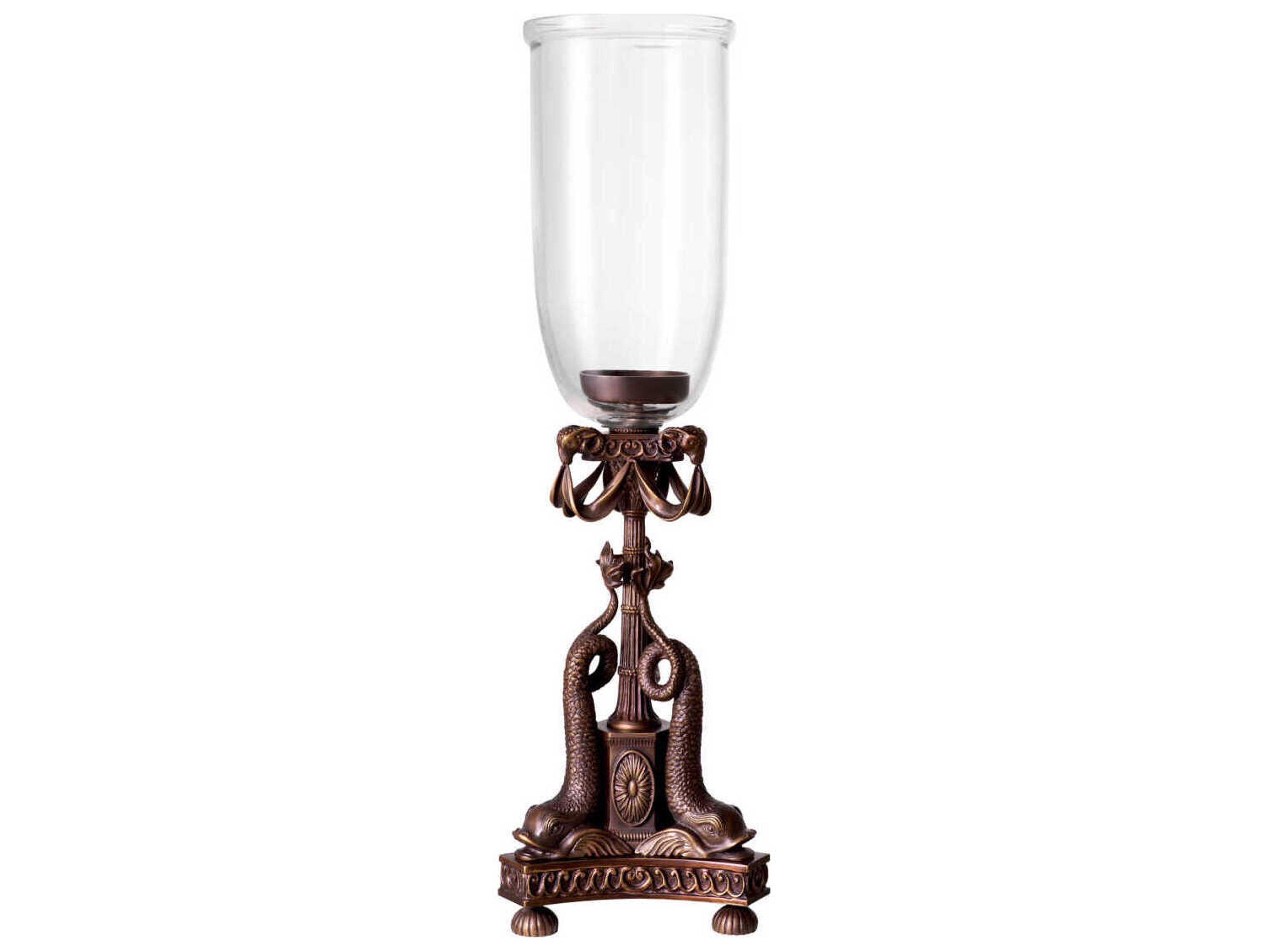Eichholtz Hurricanes Bronze Highlight Clear Glass Candle Holder