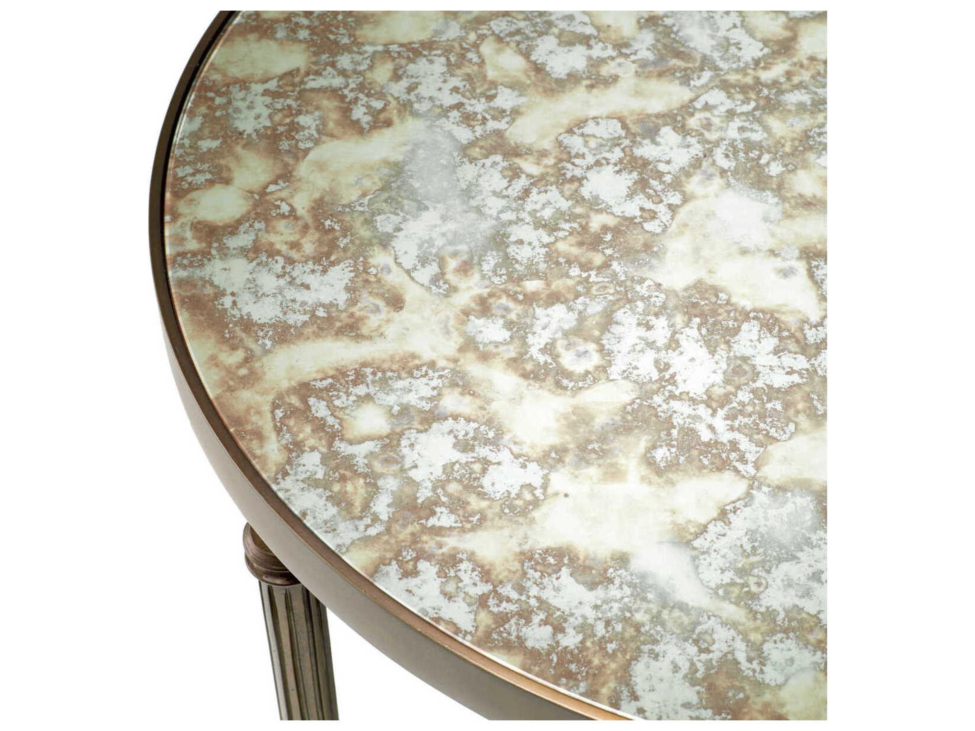 Eichholtz Bowery Round Antique Mirror Glass Bronze Coffee Table