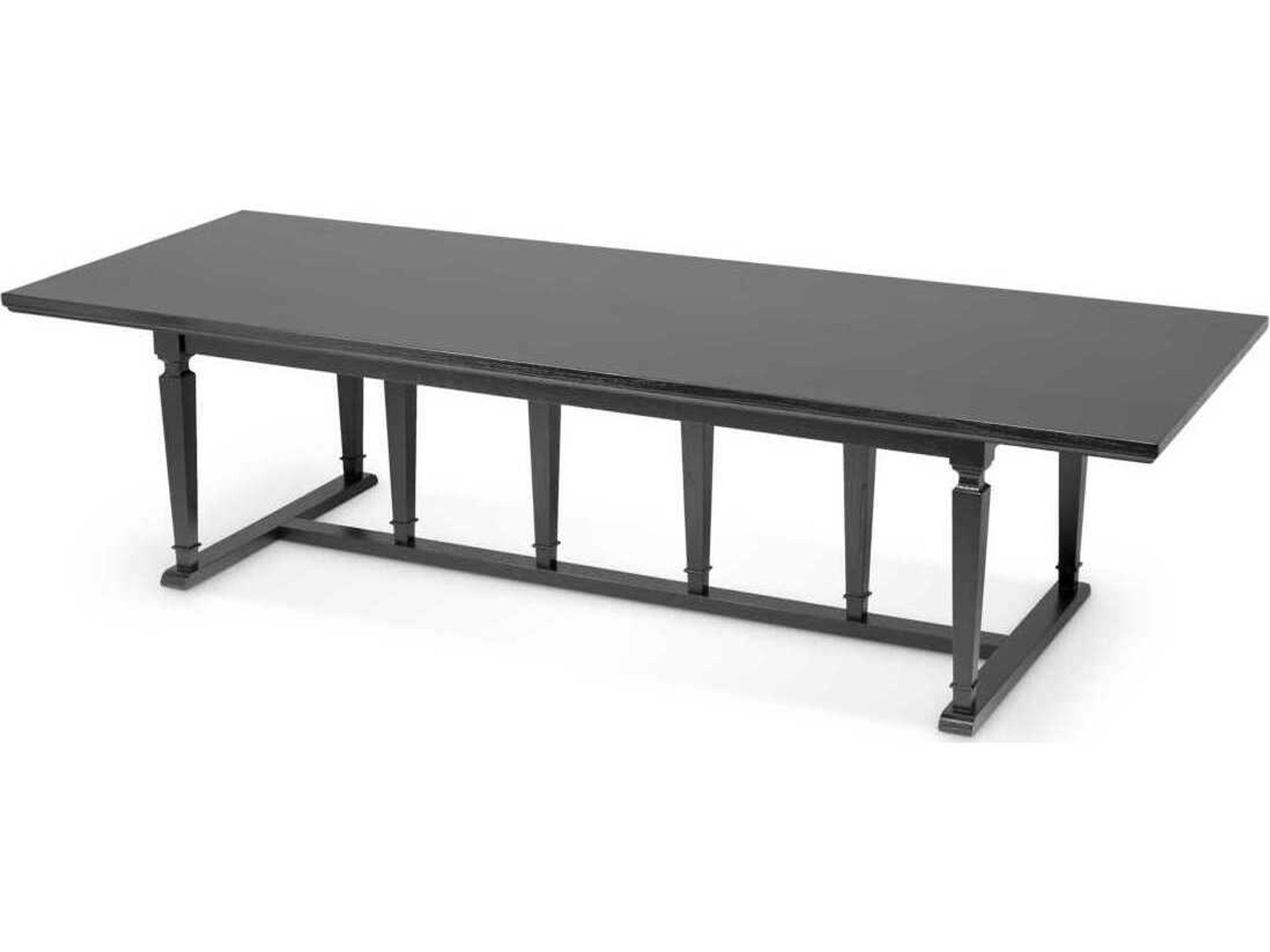 Eichholtz Americana Rectangular Wood Black Veneer Open Grain Dining Table