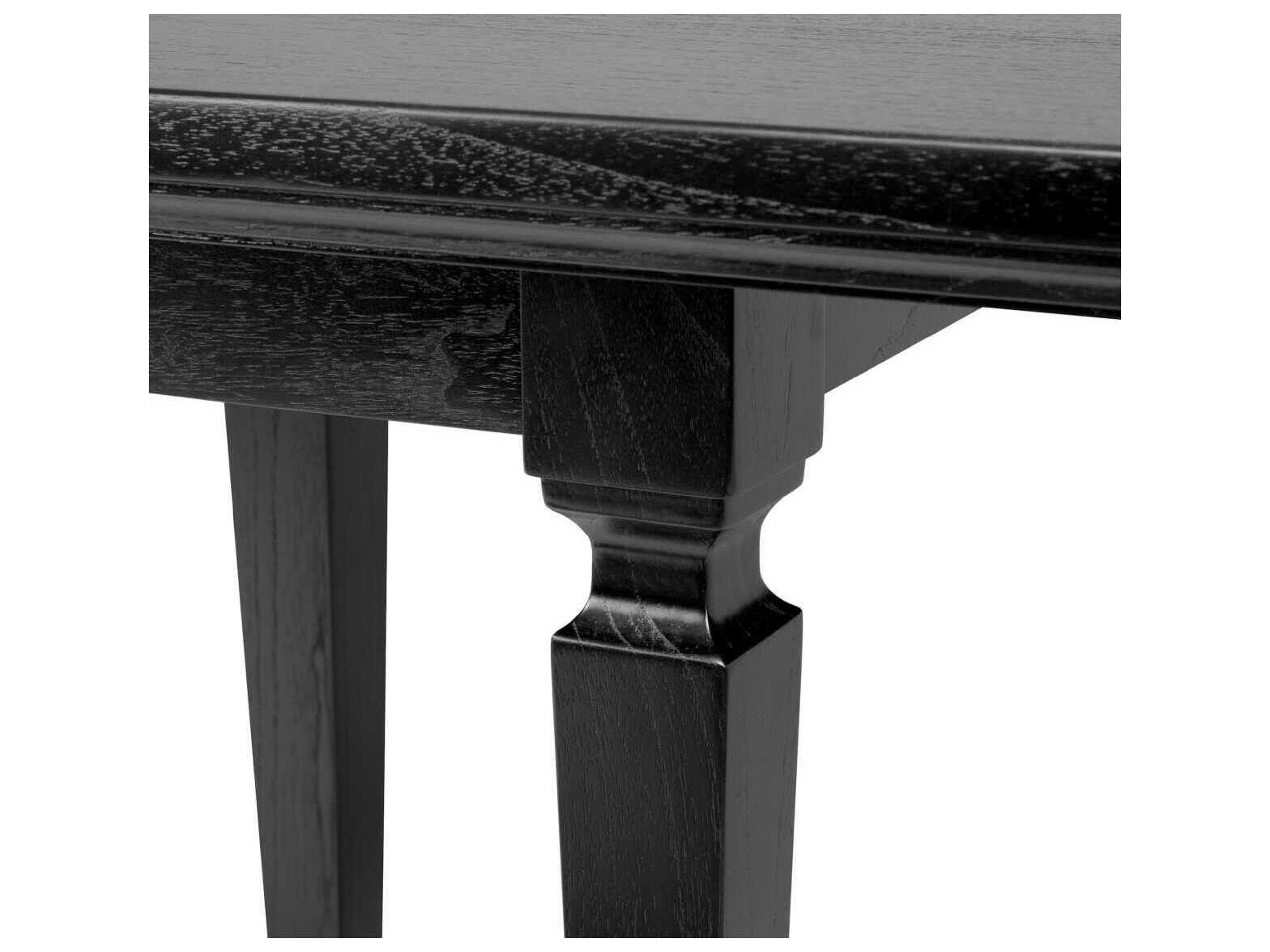 Eichholtz Americana Rectangular Wood Black Veneer Open Grain Dining Table