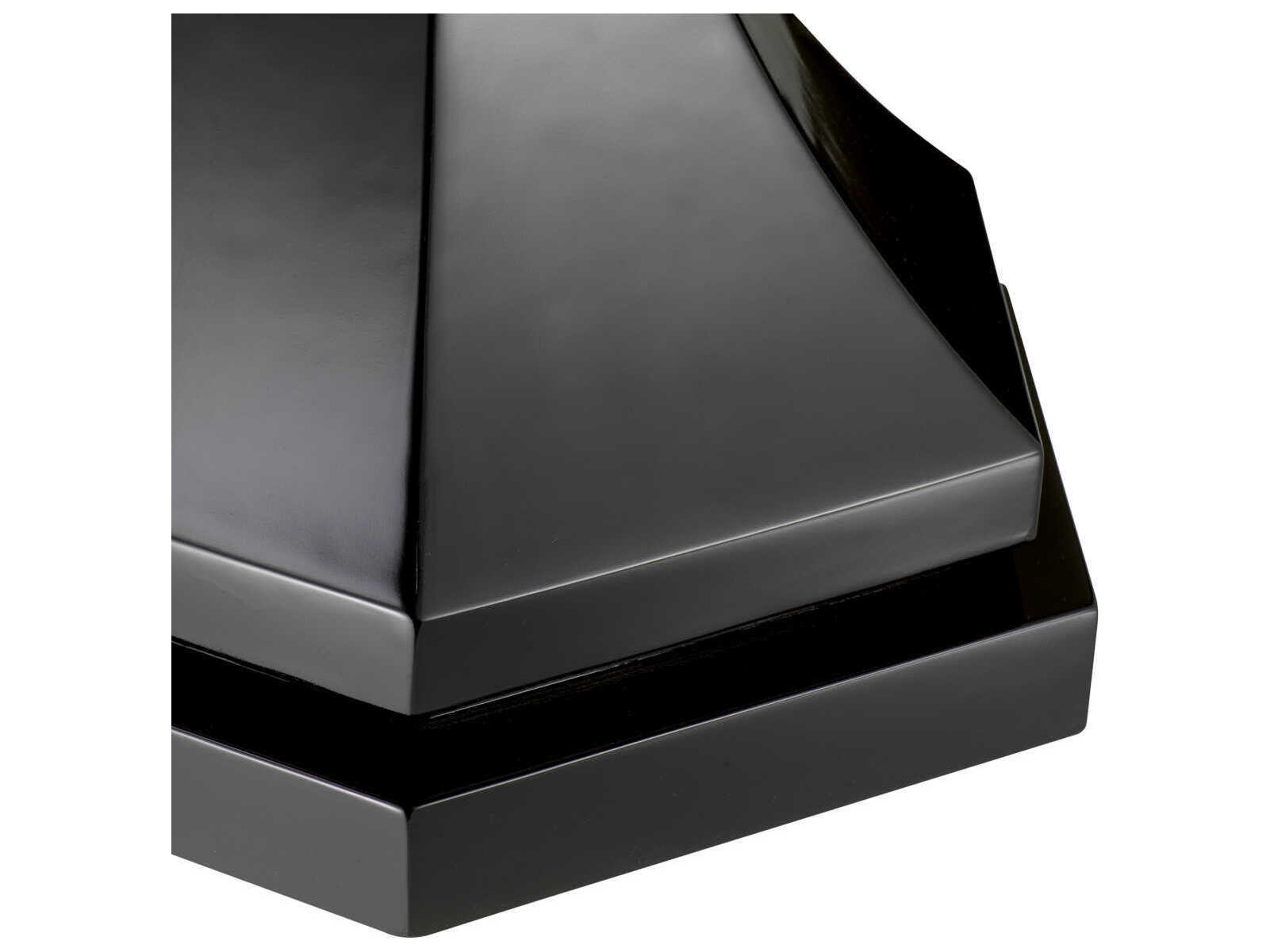 Eichholtz Harlem Round Piano Black Clear Glass Top End Table