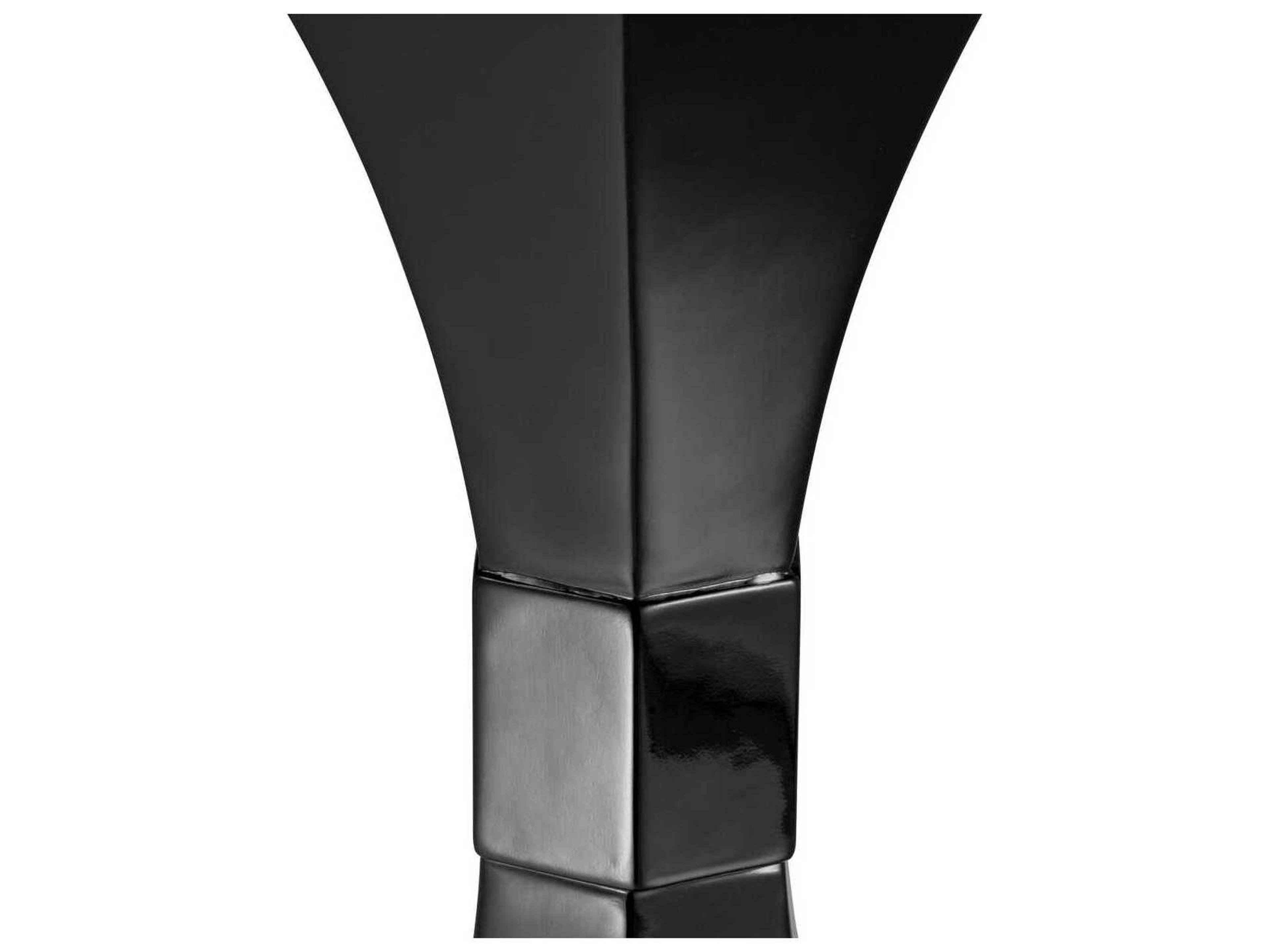 Eichholtz Harlem Round Piano Black Clear Glass Top End Table