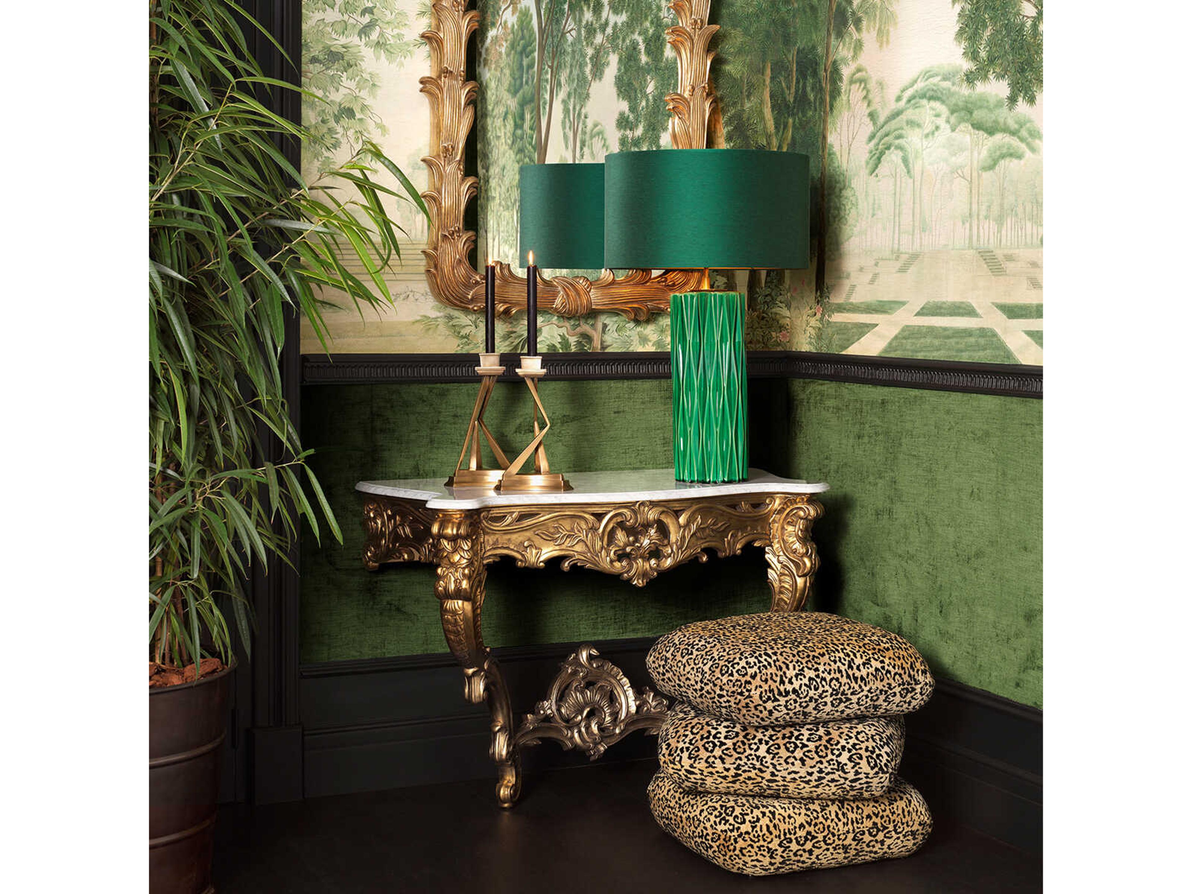 Eichholtz Rococo Rectangular Antique Gold White Marble Console Table