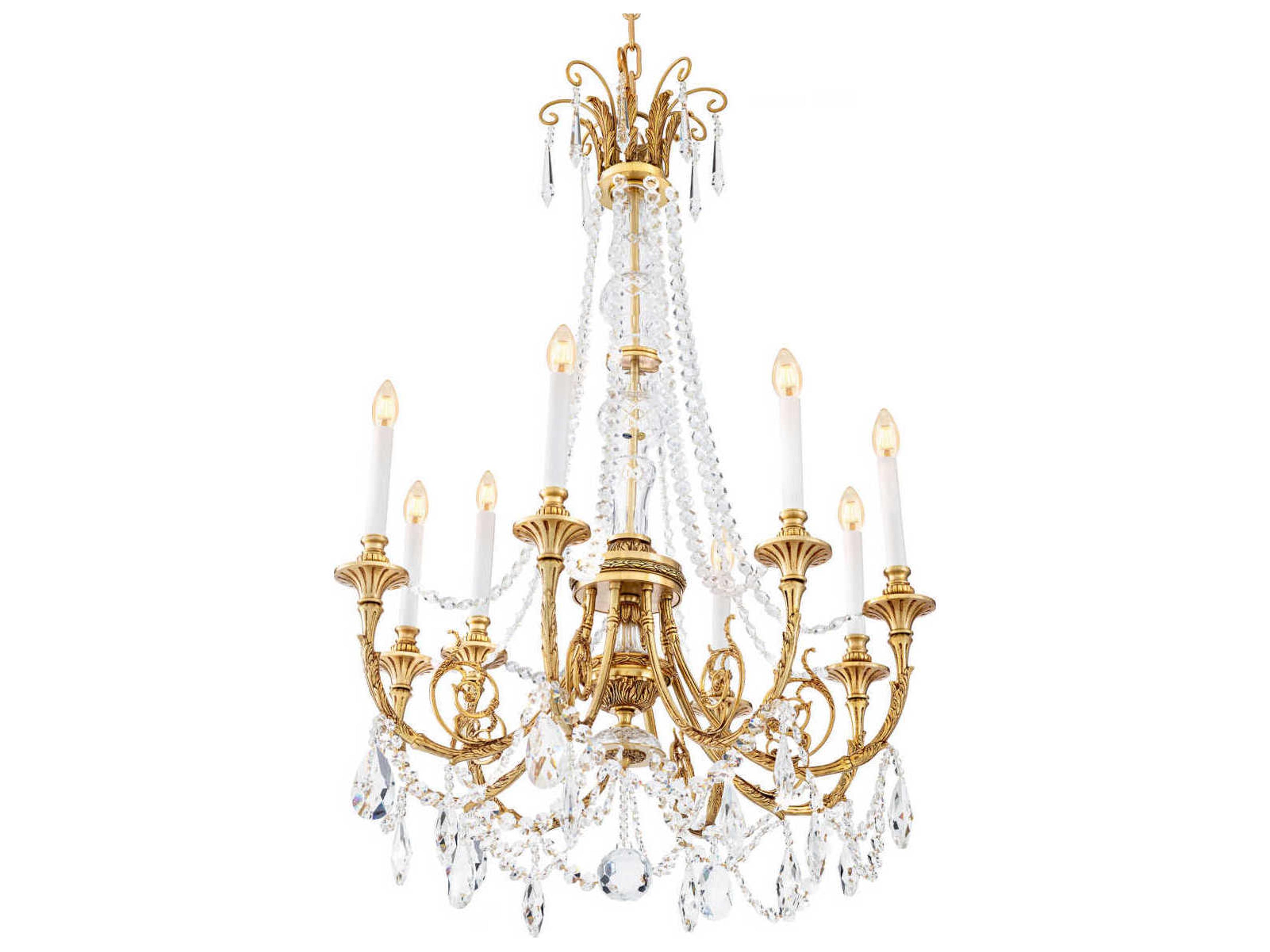 Eichholtz Duvaux Antique Gold Traditional Crystal Candelabra Chandelier