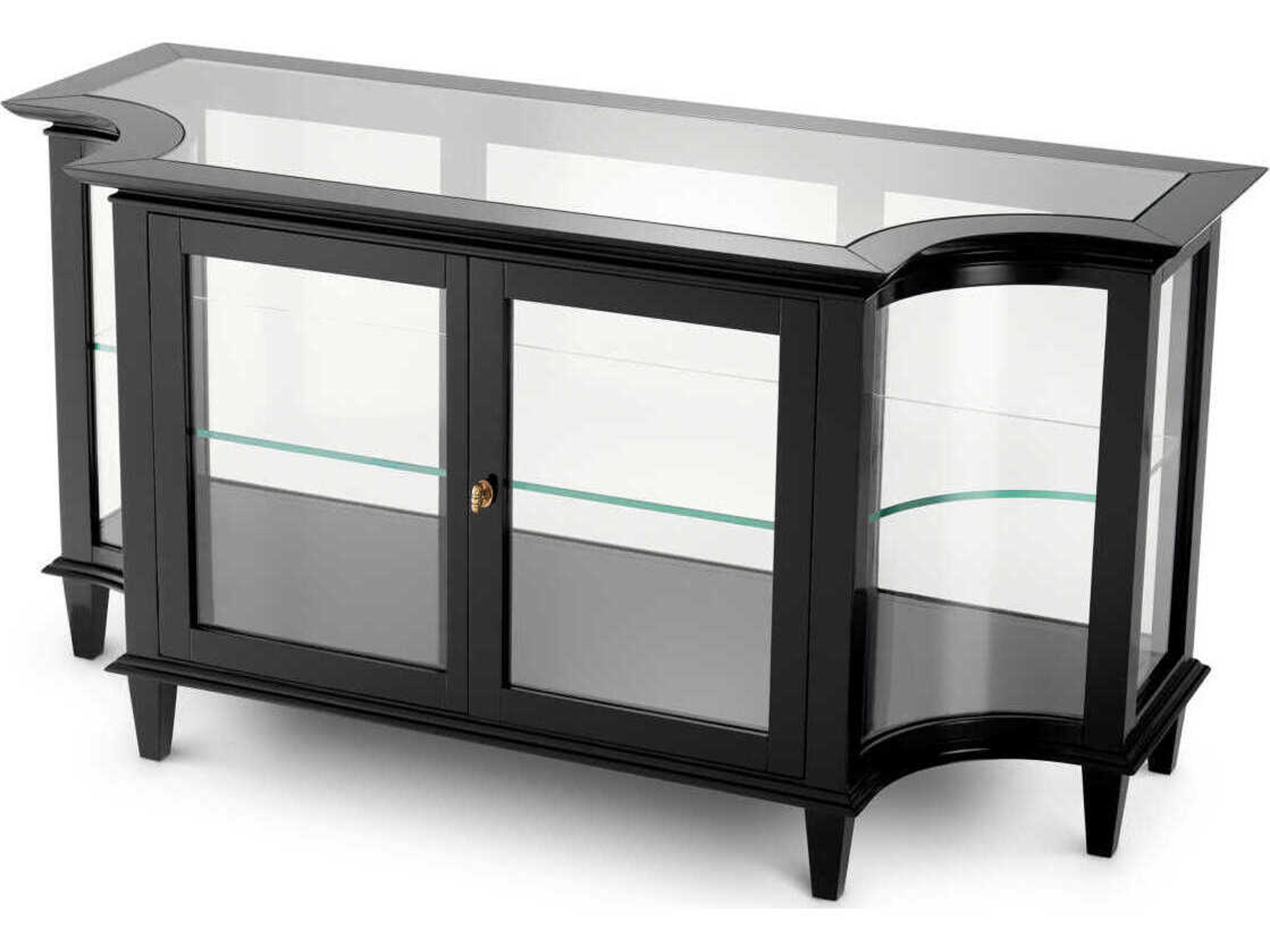 Eichholtz Gala Rectangular Black Clear Glass Console Table