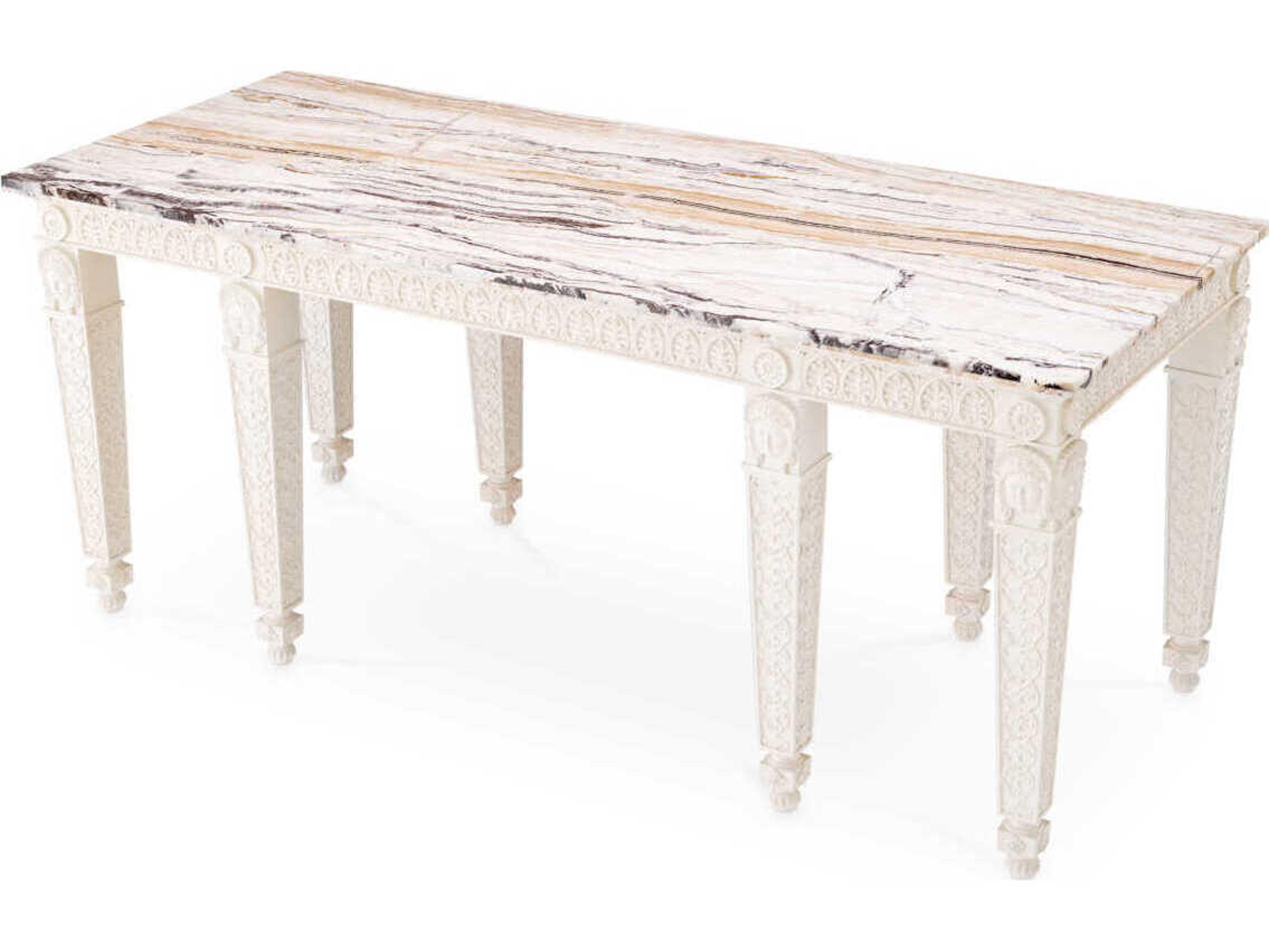 Eichholtz Croome Rectangular Antique White Marble Console Table