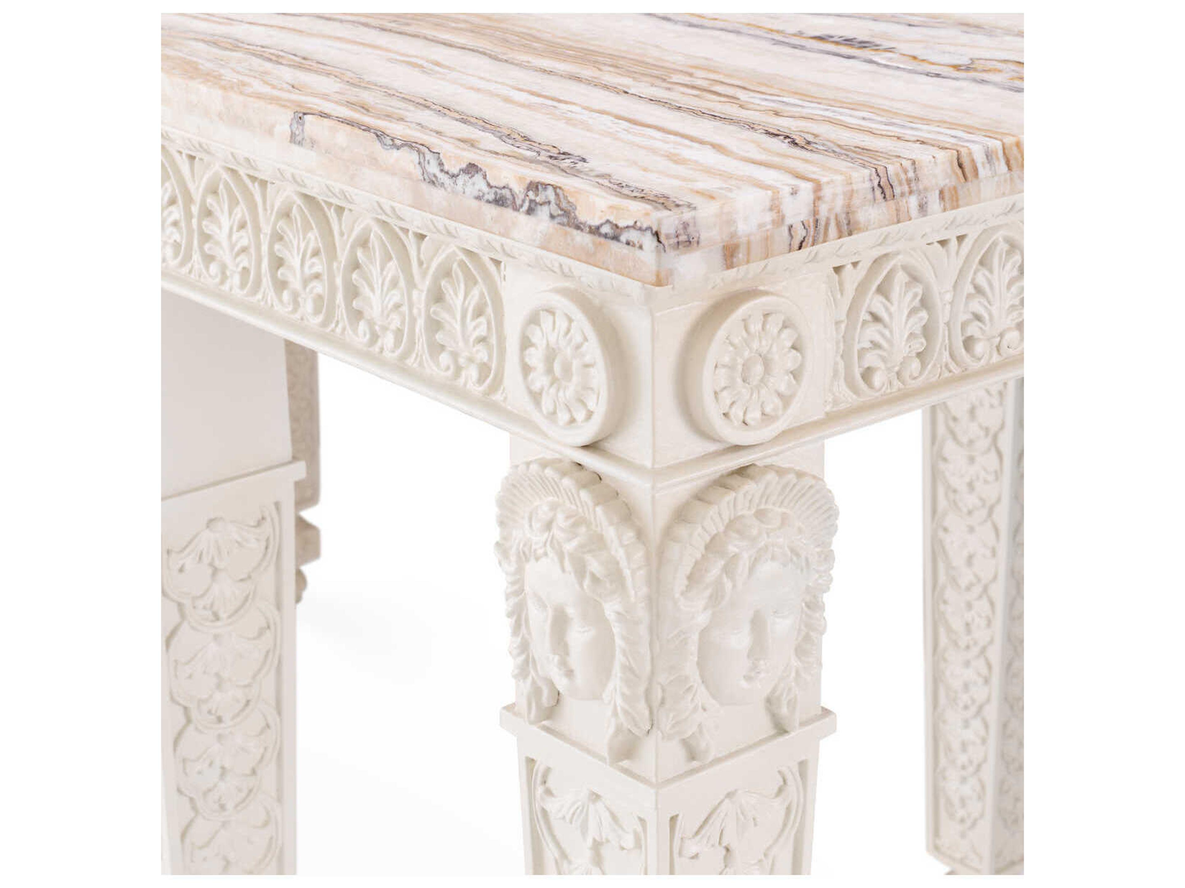 Eichholtz Croome Rectangular Antique White Marble Console Table
