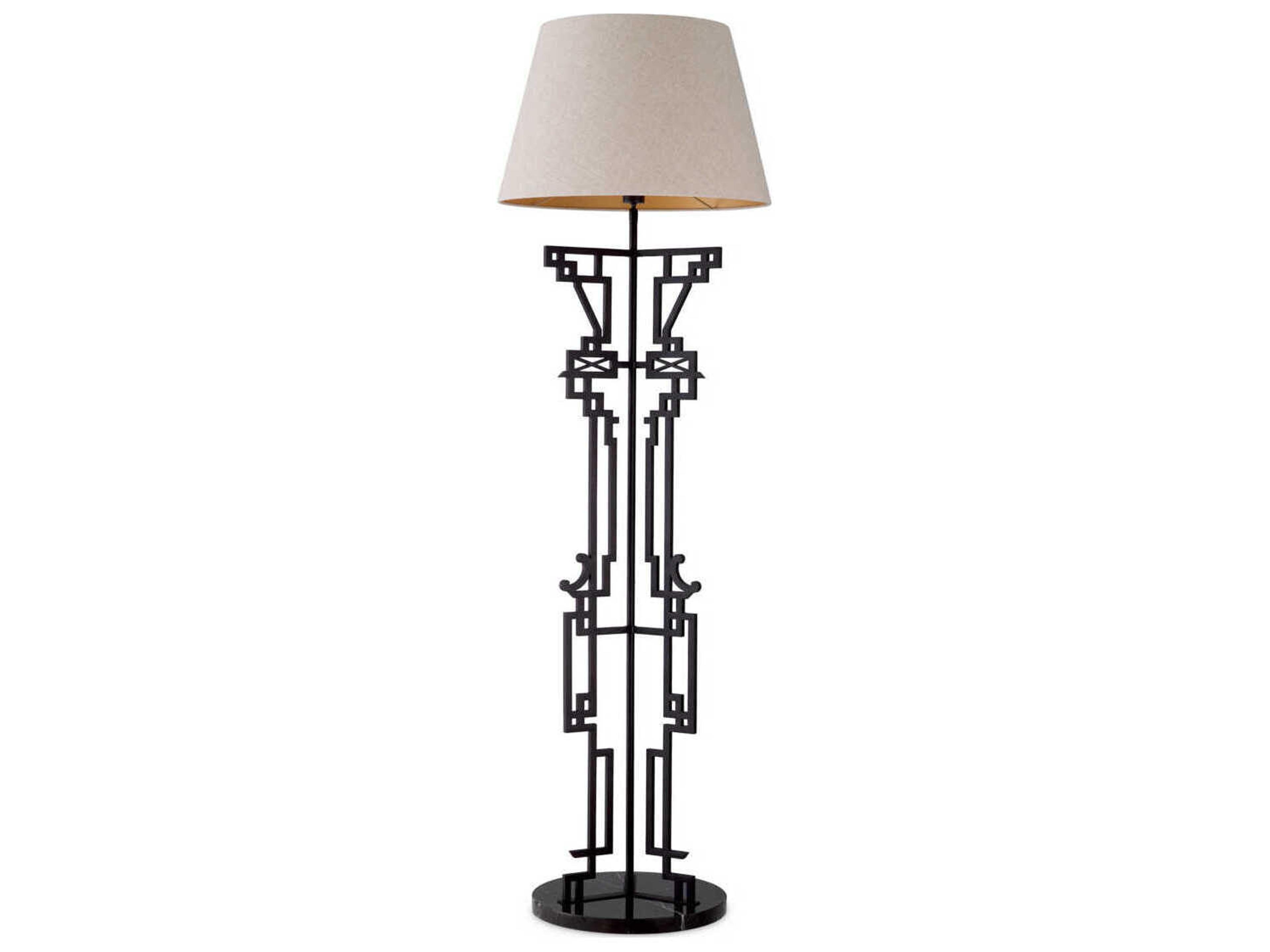 Eichholtz Thomas Matte Black Marble Base Floor Lamp