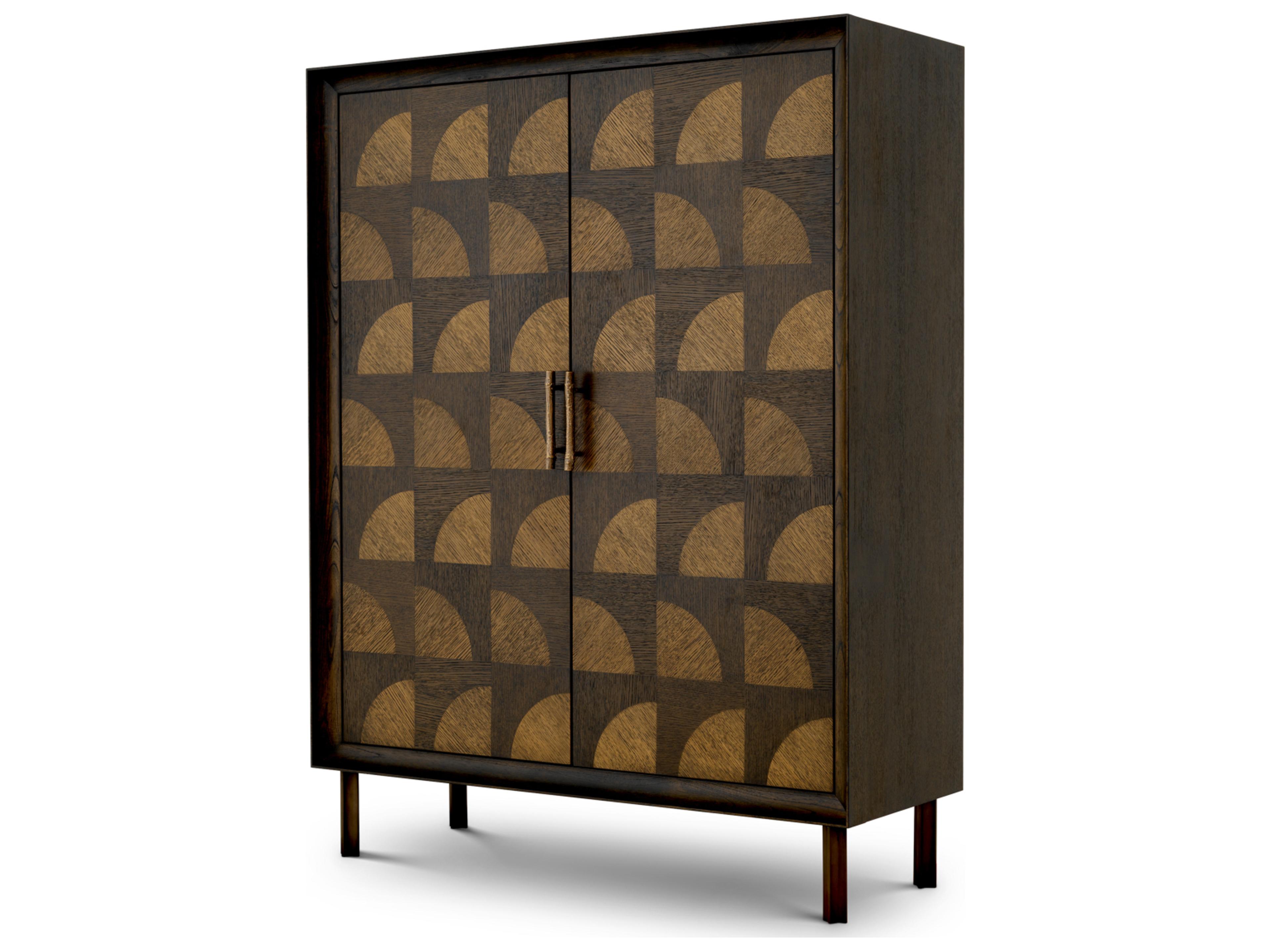 Charcoal Brown Oak Veneer Wood Accent Chest