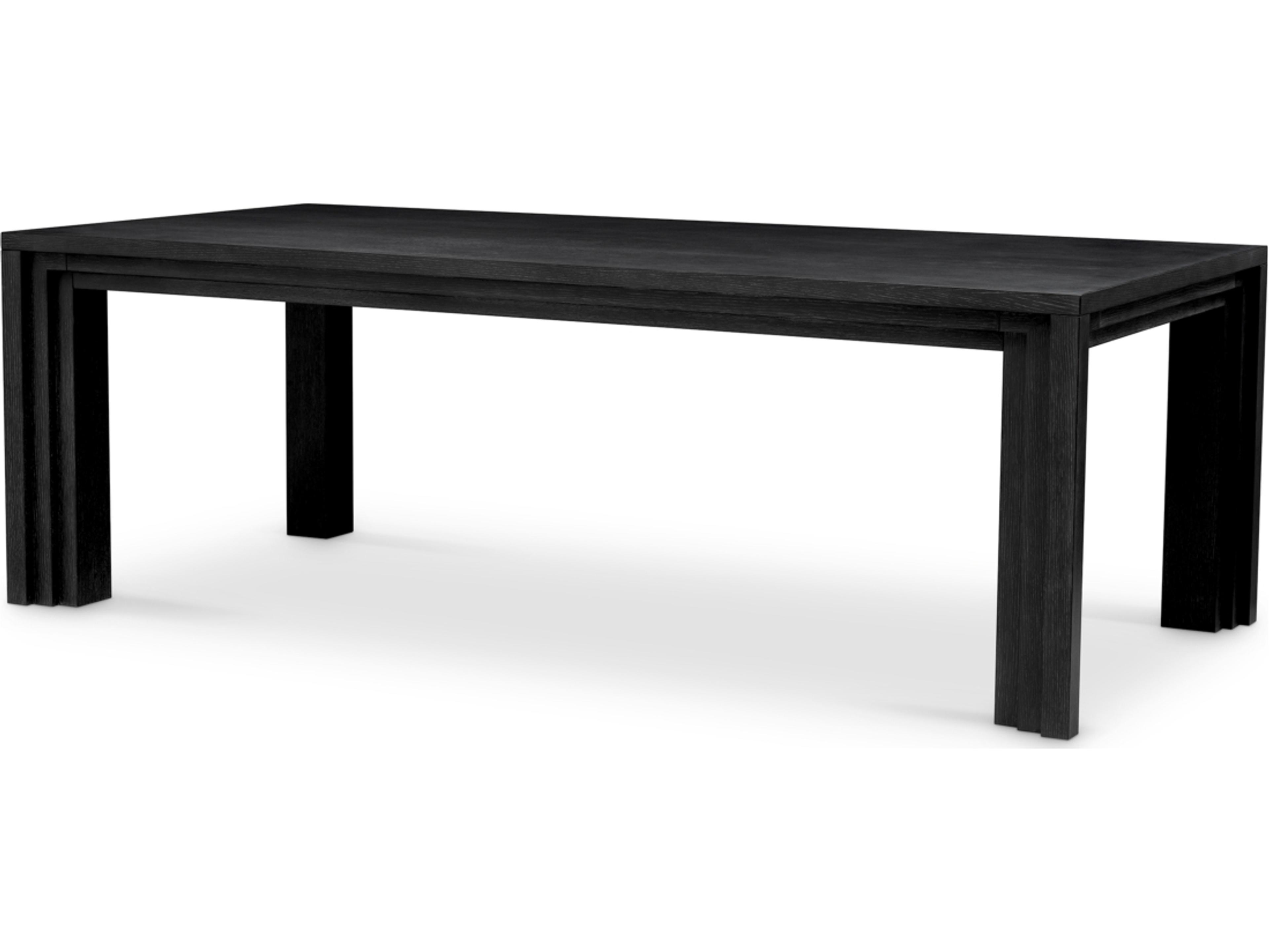 Rectangular Wood Black Open Grain Veneer Dining Table