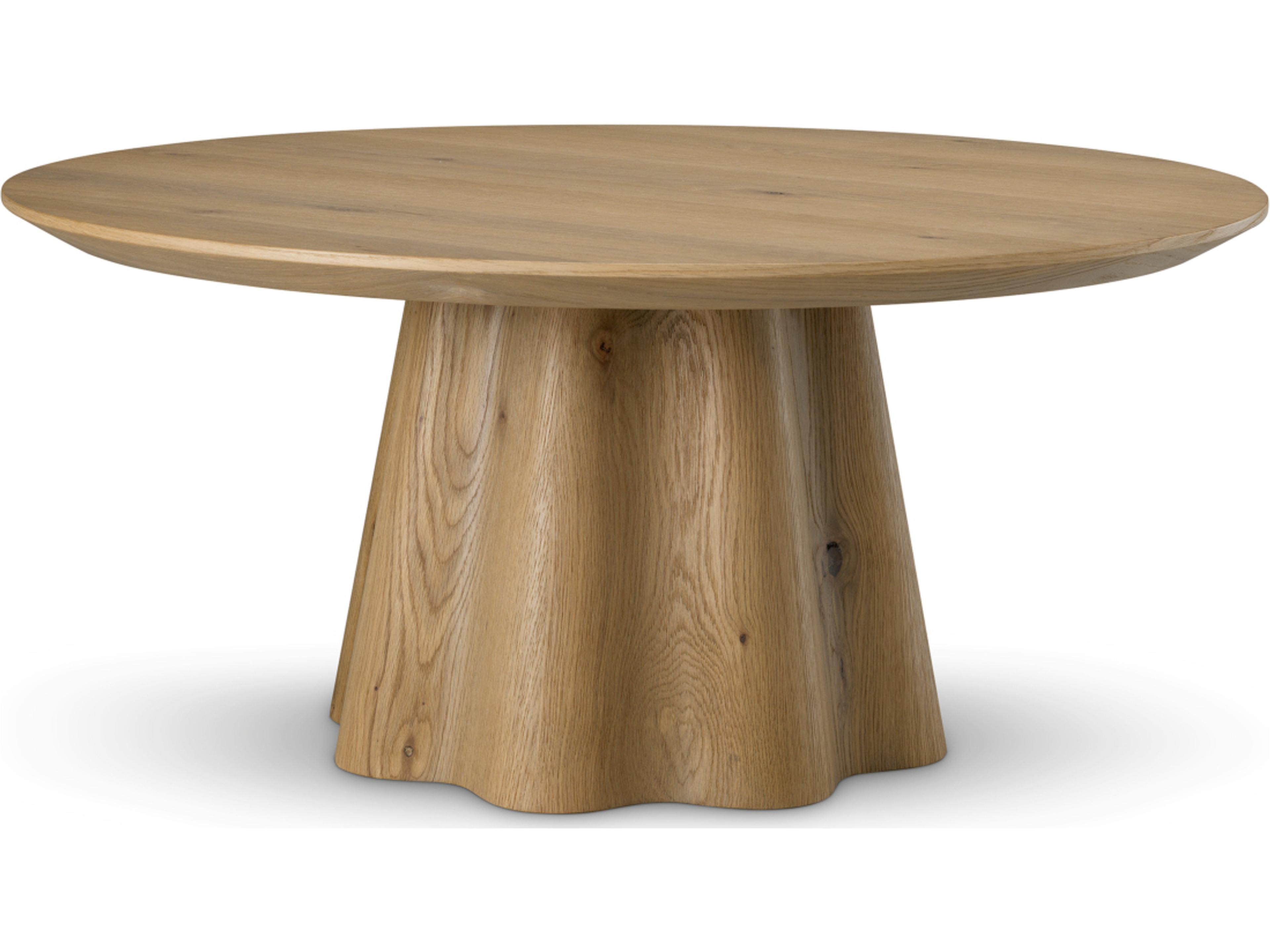 Round Wood Warm Oak Veneer Coffee Table