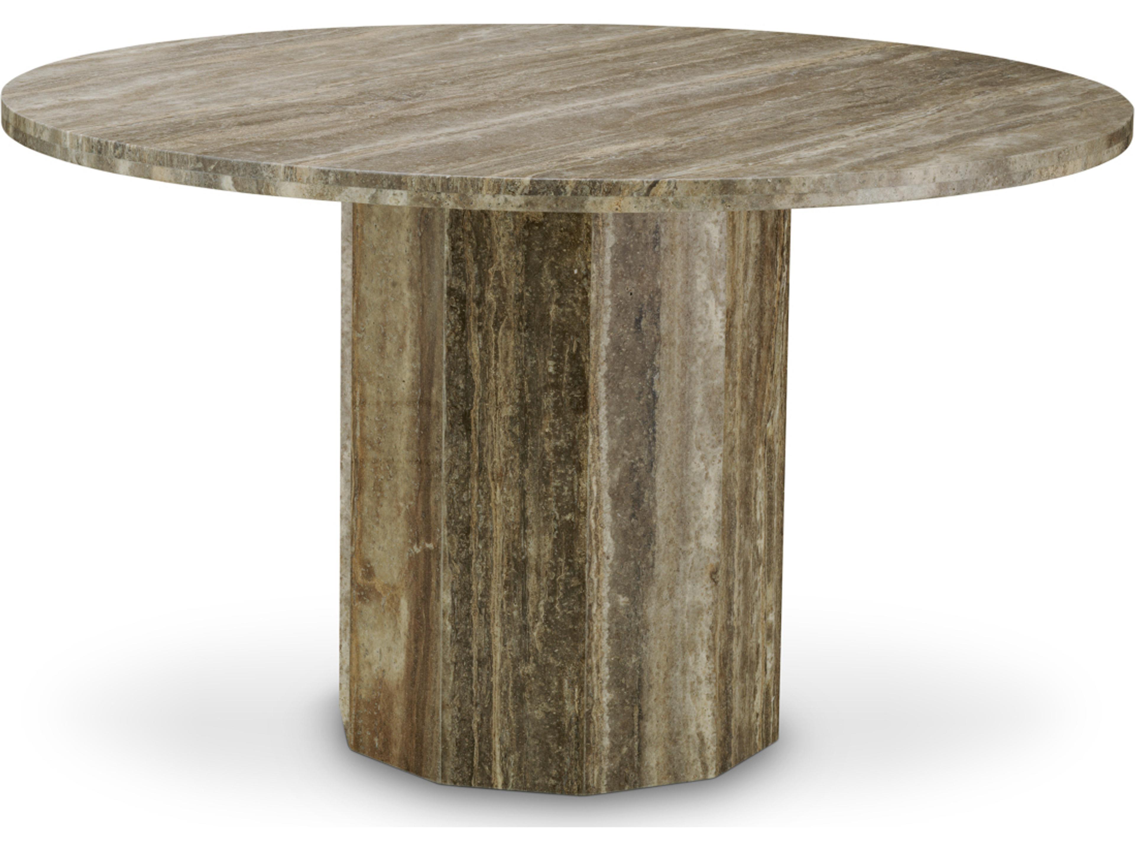 Round Stone Silver Travertine Dining Table