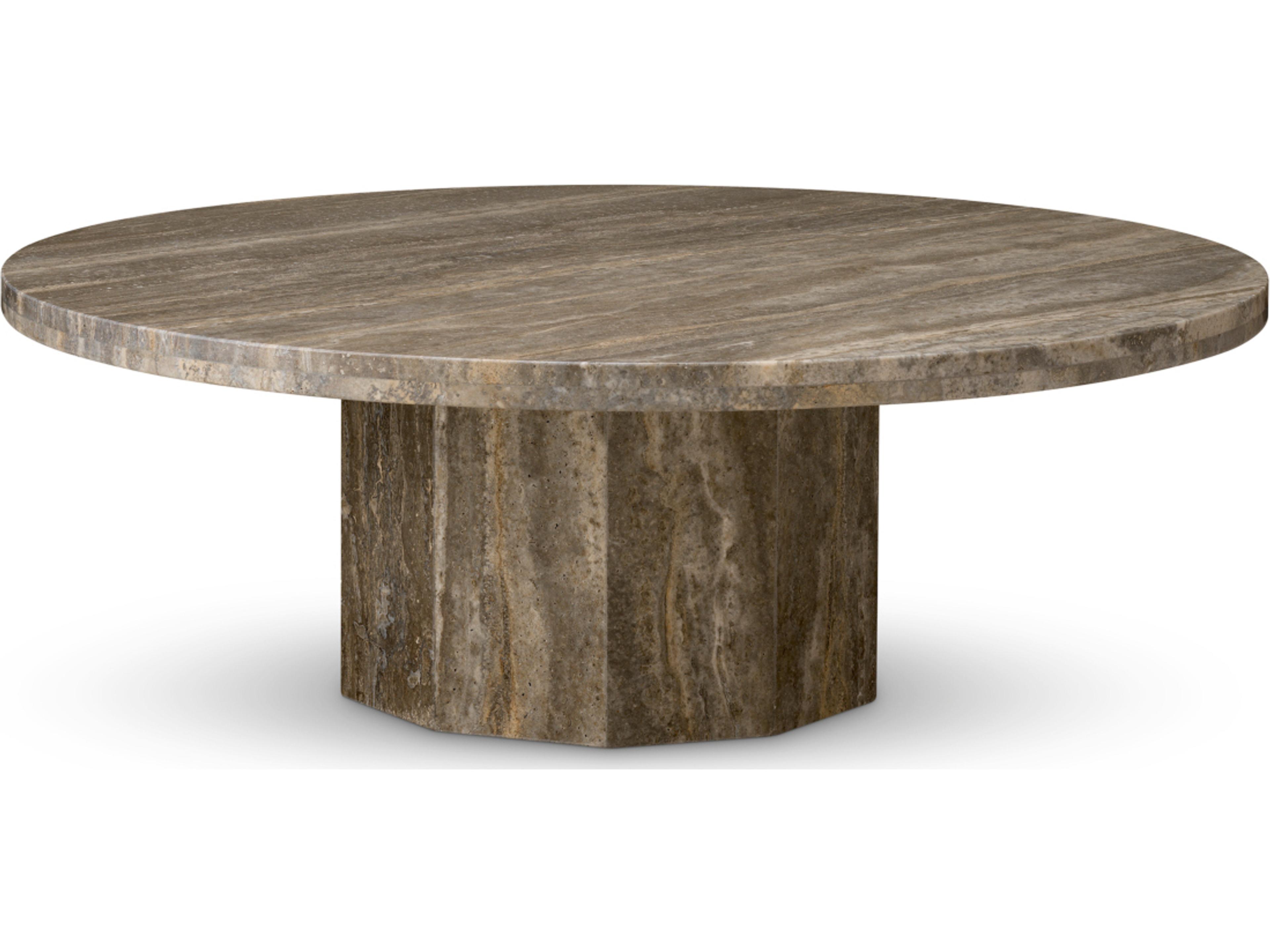 Round Stone Silver Travertine Coffee Table