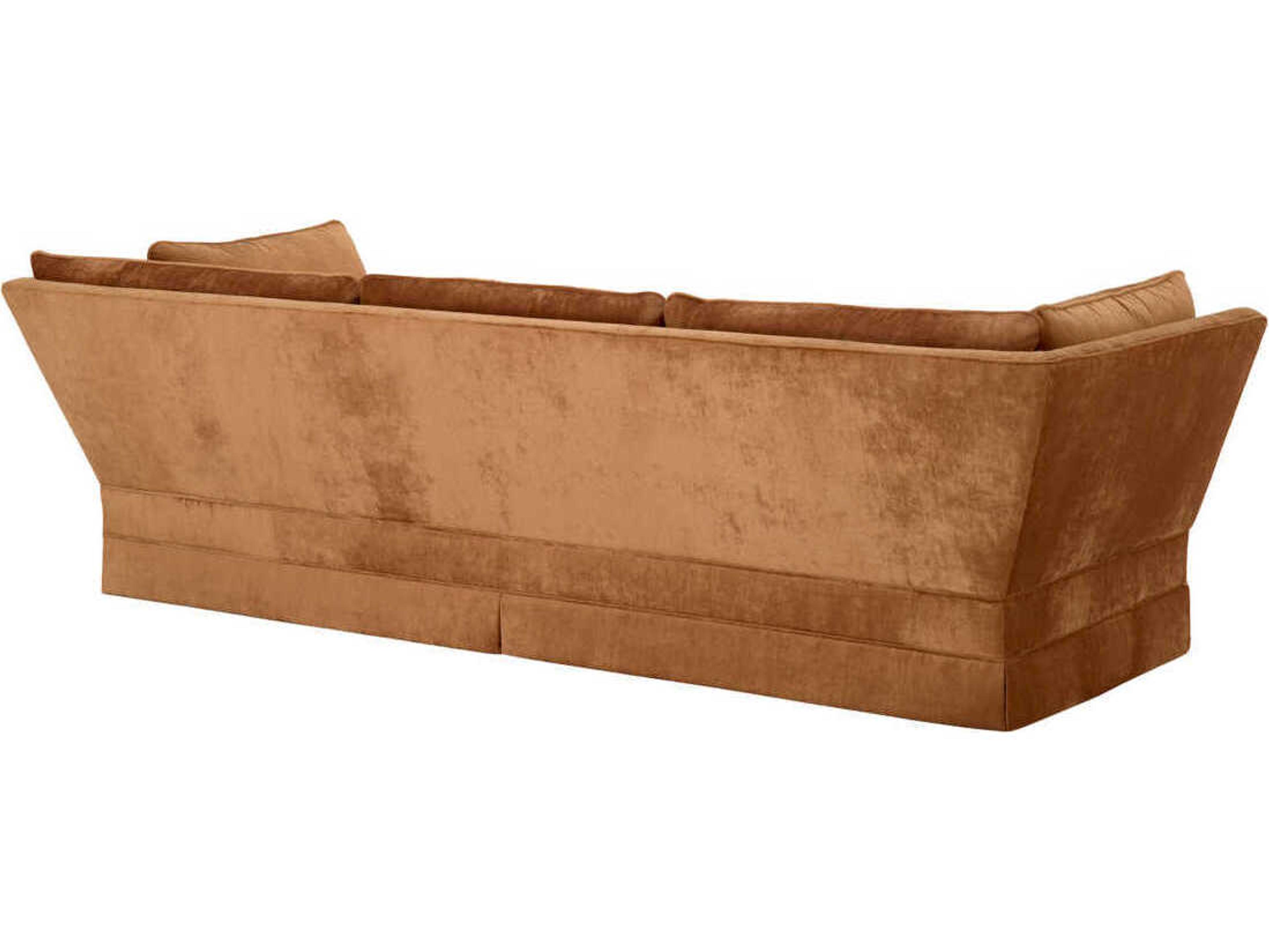 Eichholtz Belvedere Wrey Copper Velvet Brown Upholstered Sofa