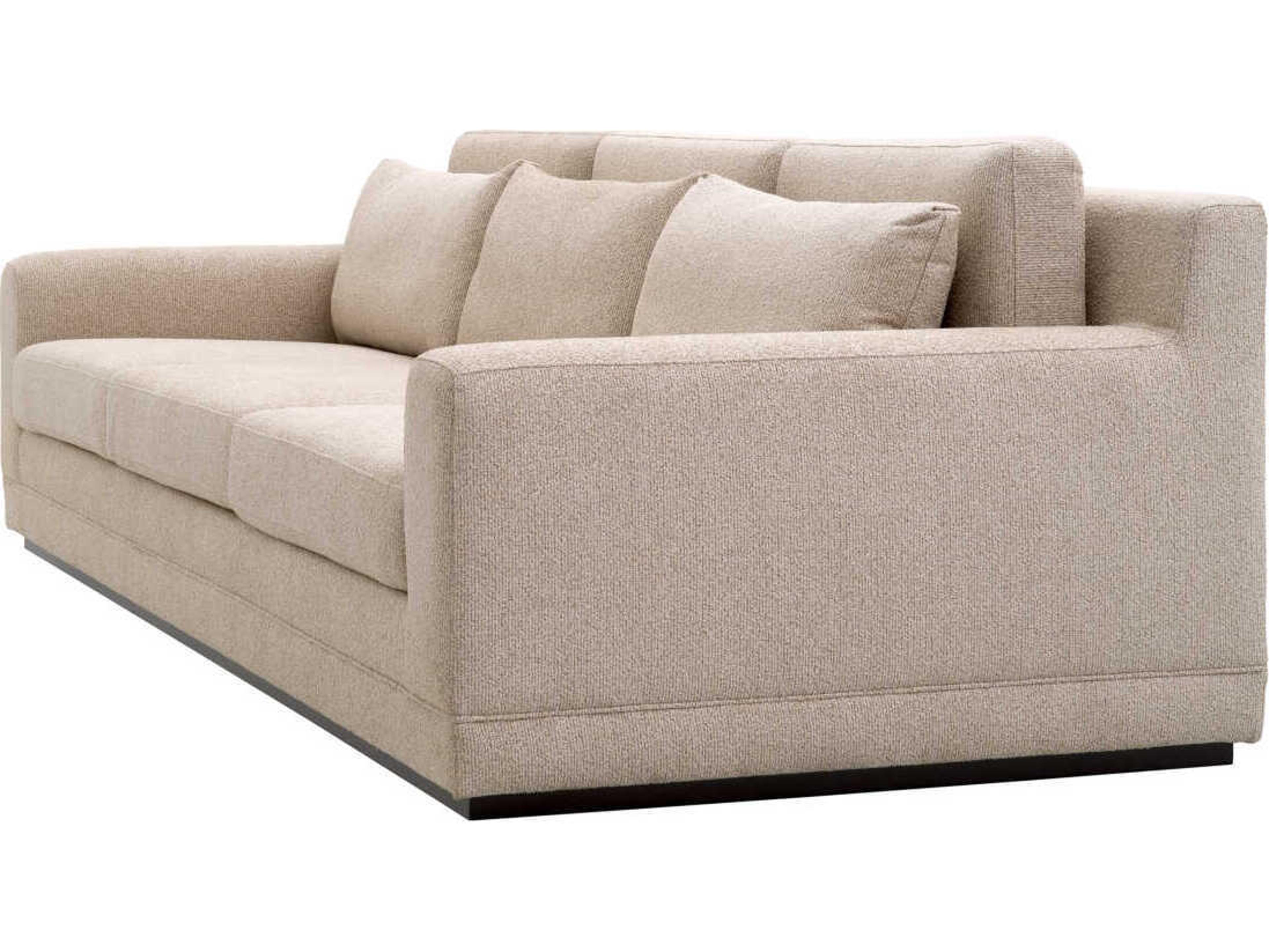 Eichholtz Manhattan Palmer Beige Black Base Upholstered Sofa