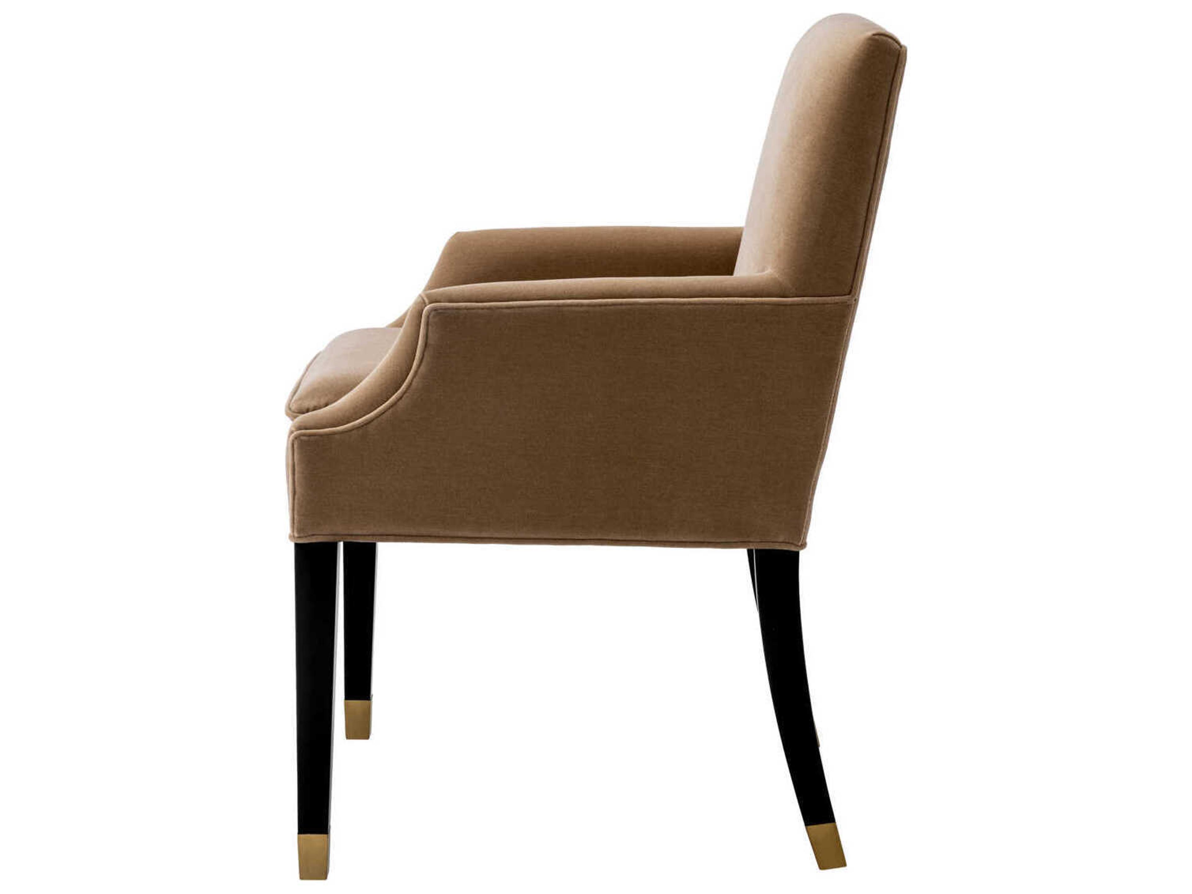 Eichholtz Clayton Hardwood Black Upholstered Arm Dining Chair