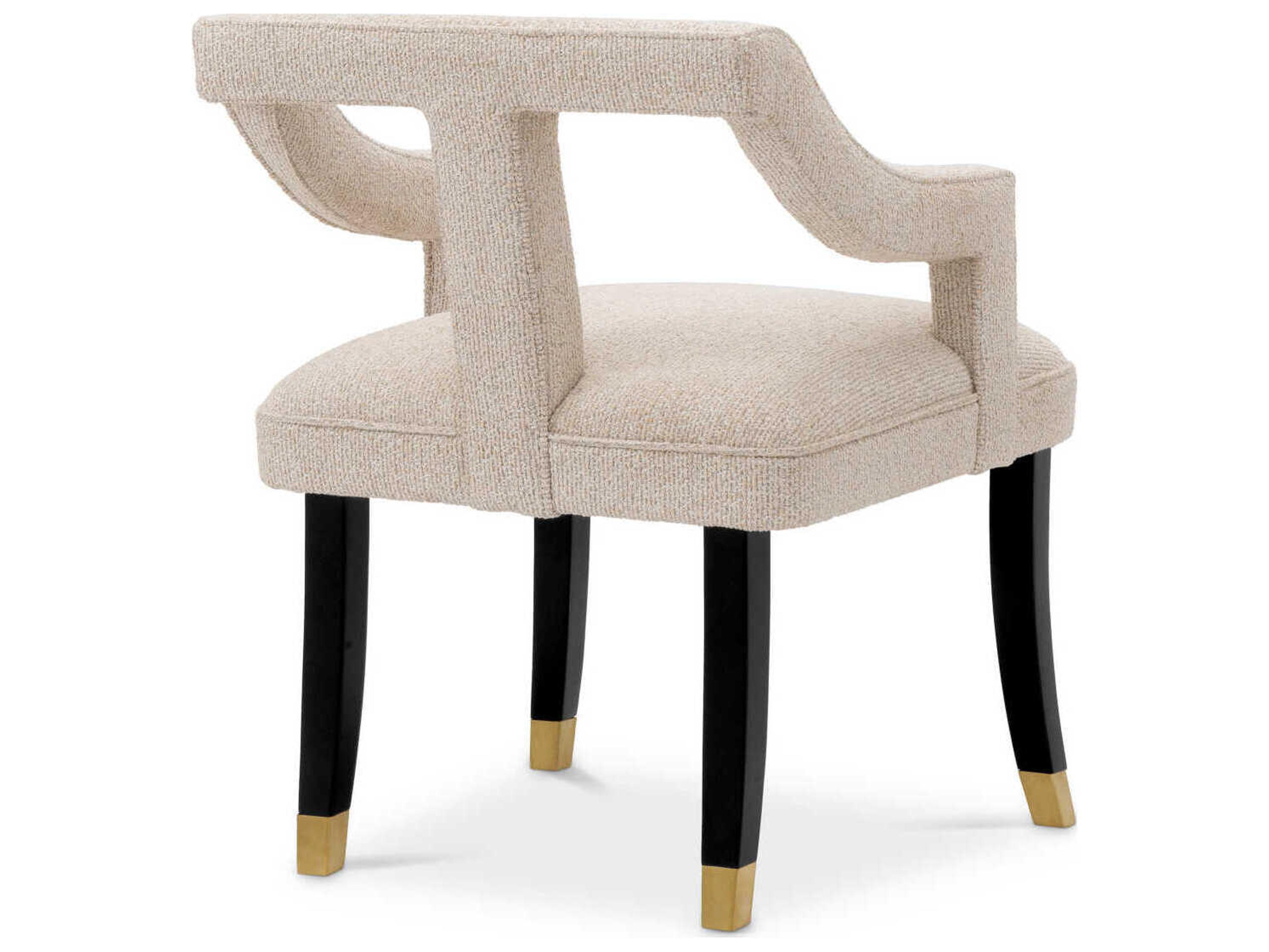 Eichholtz Roumier Beige Upholstered Arm Dining Chair