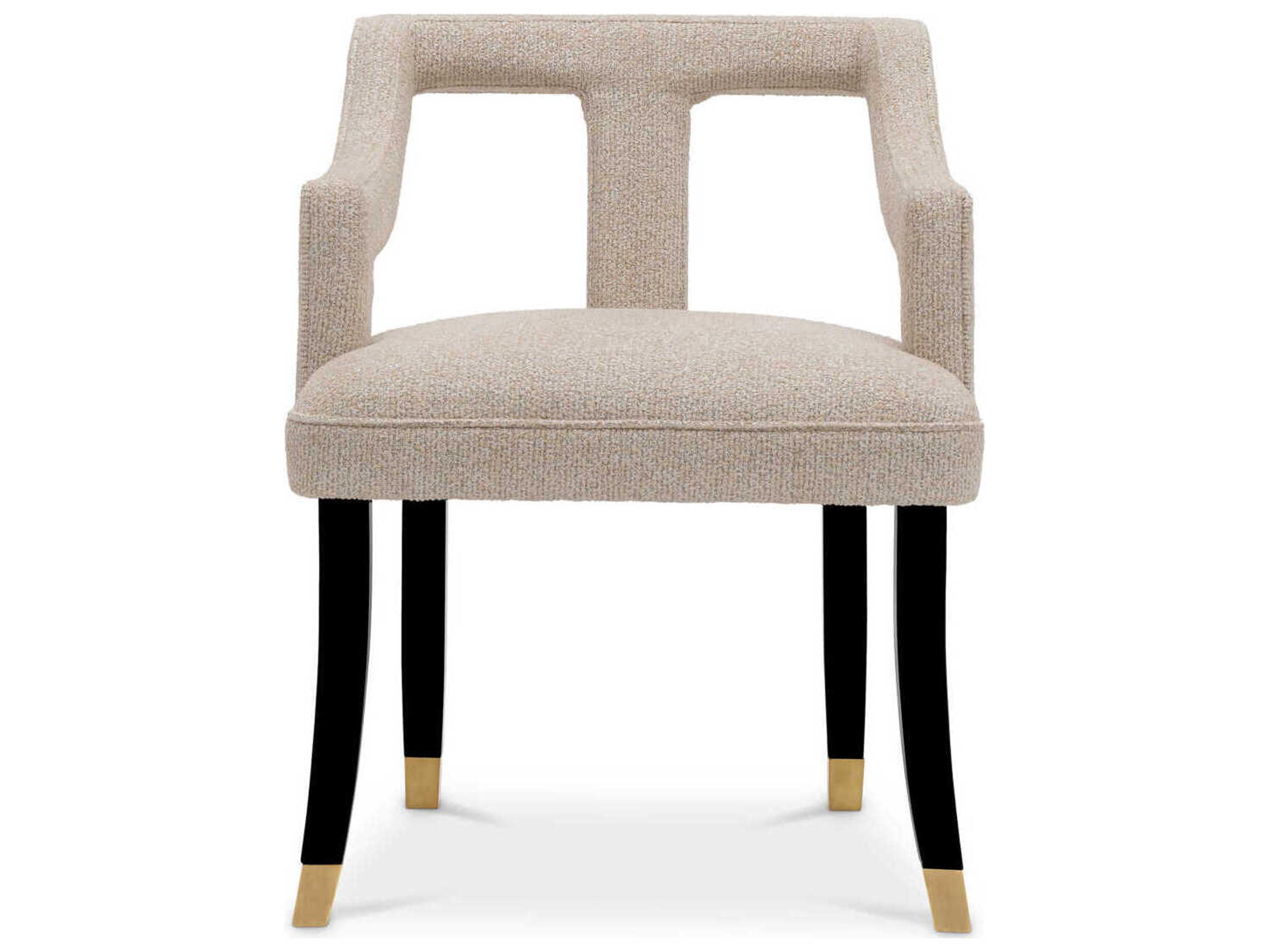 Eichholtz Roumier Beige Upholstered Arm Dining Chair