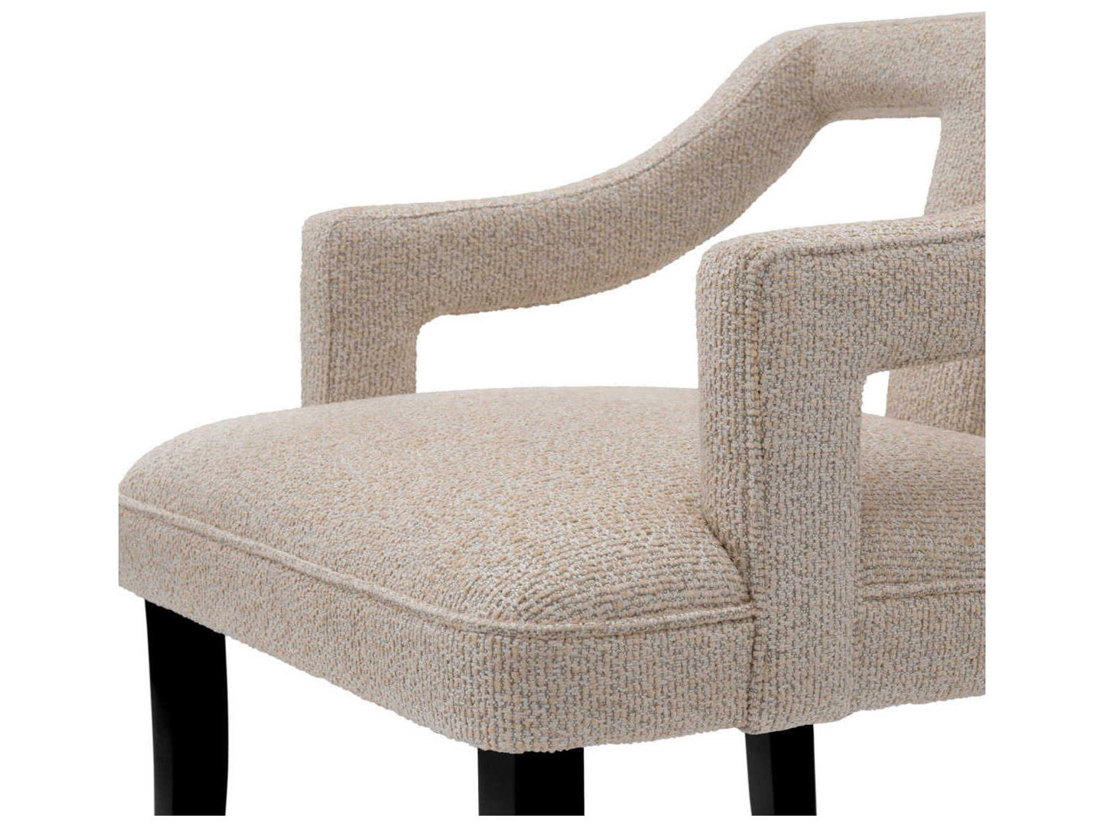 Eichholtz Roumier Palmer Beige Black Legs Upholstered Counter Stool