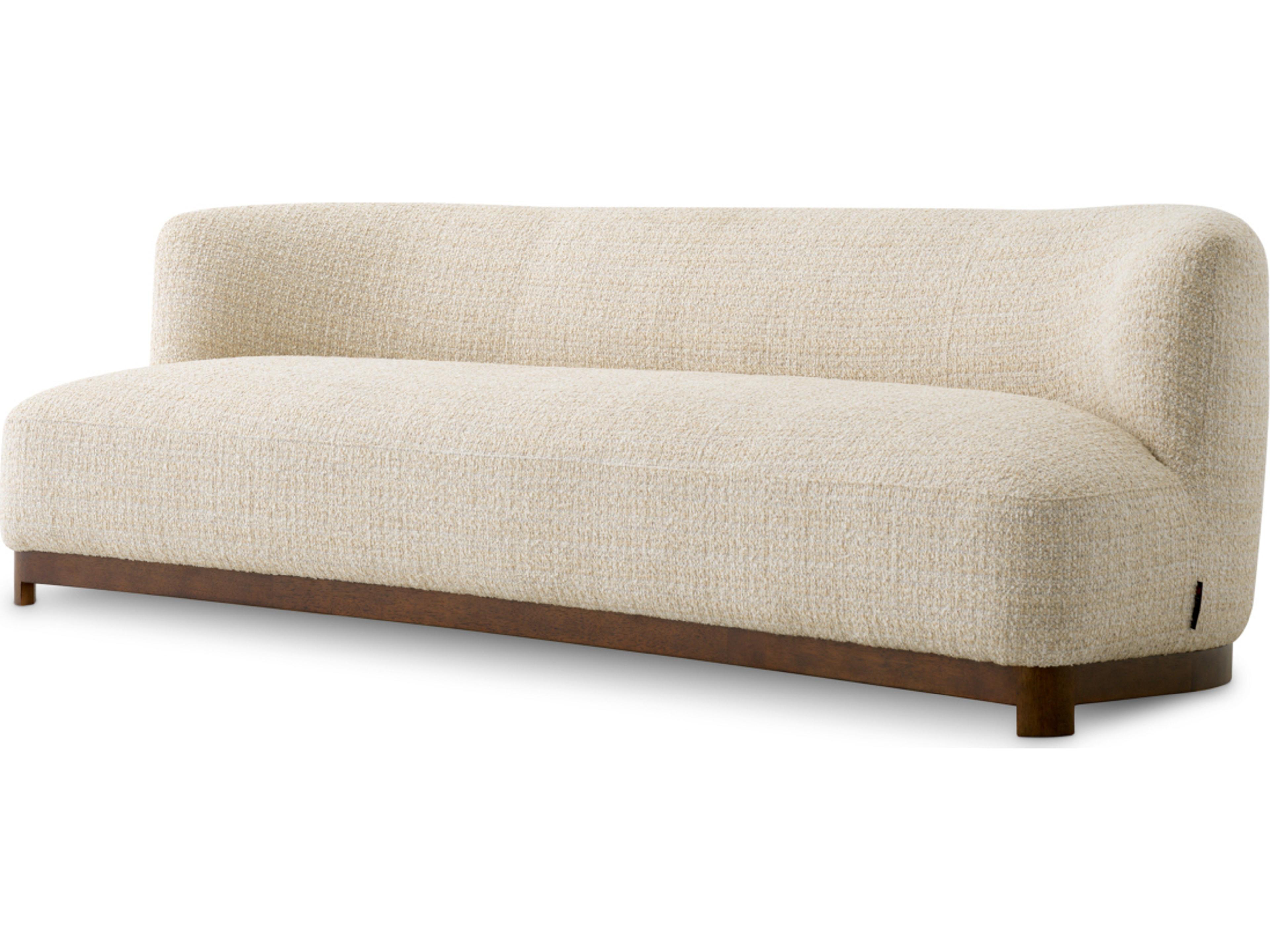 Winslow Chenille Beige X Walnut Base Upholstered Sofa