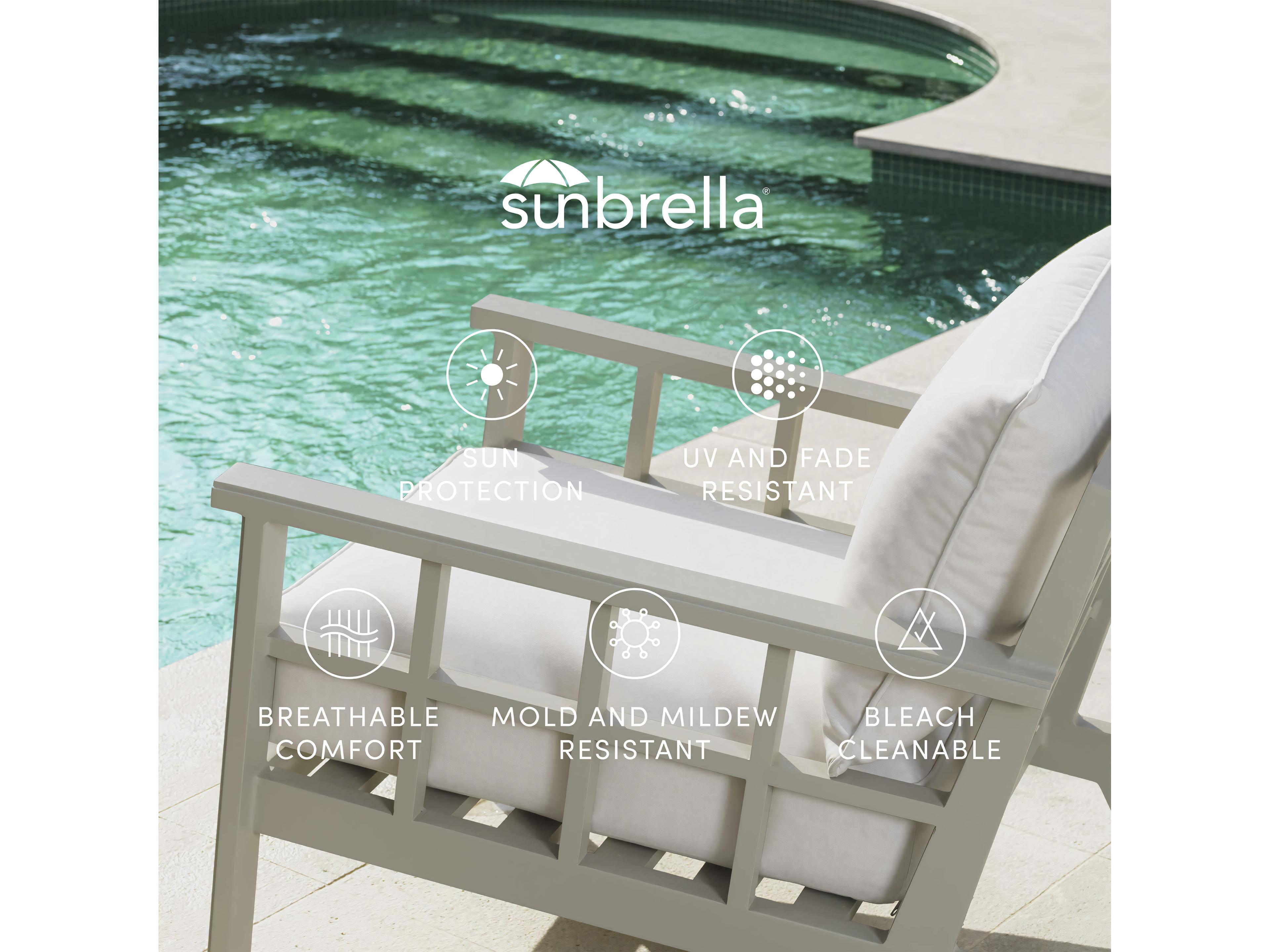 Eichholtz Outdoor White Finish Sunbrella Mineral Blue Sofa