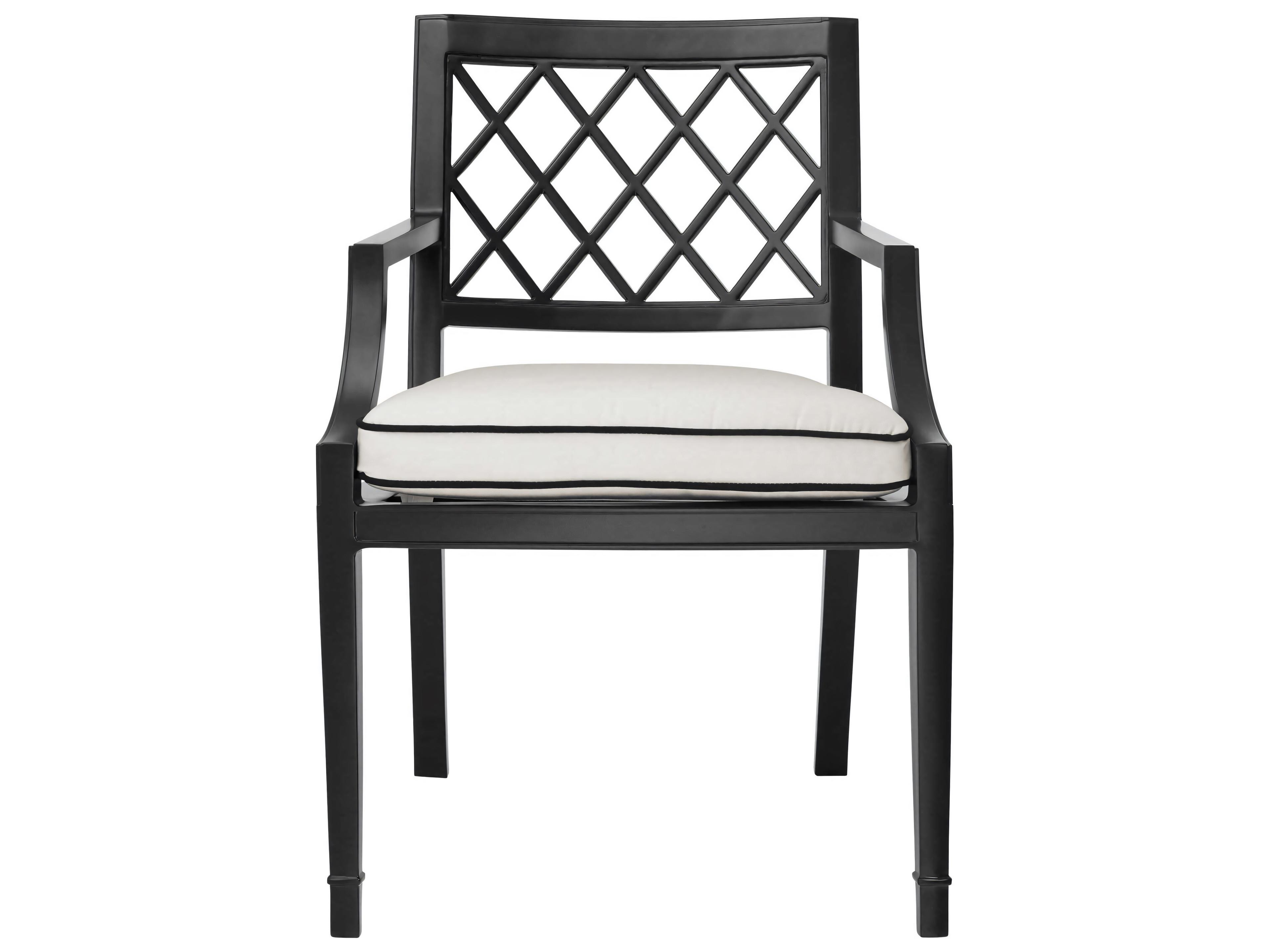 Eichholtz Outdoor Black Finish Sunbrella Canvas Dining Chair
