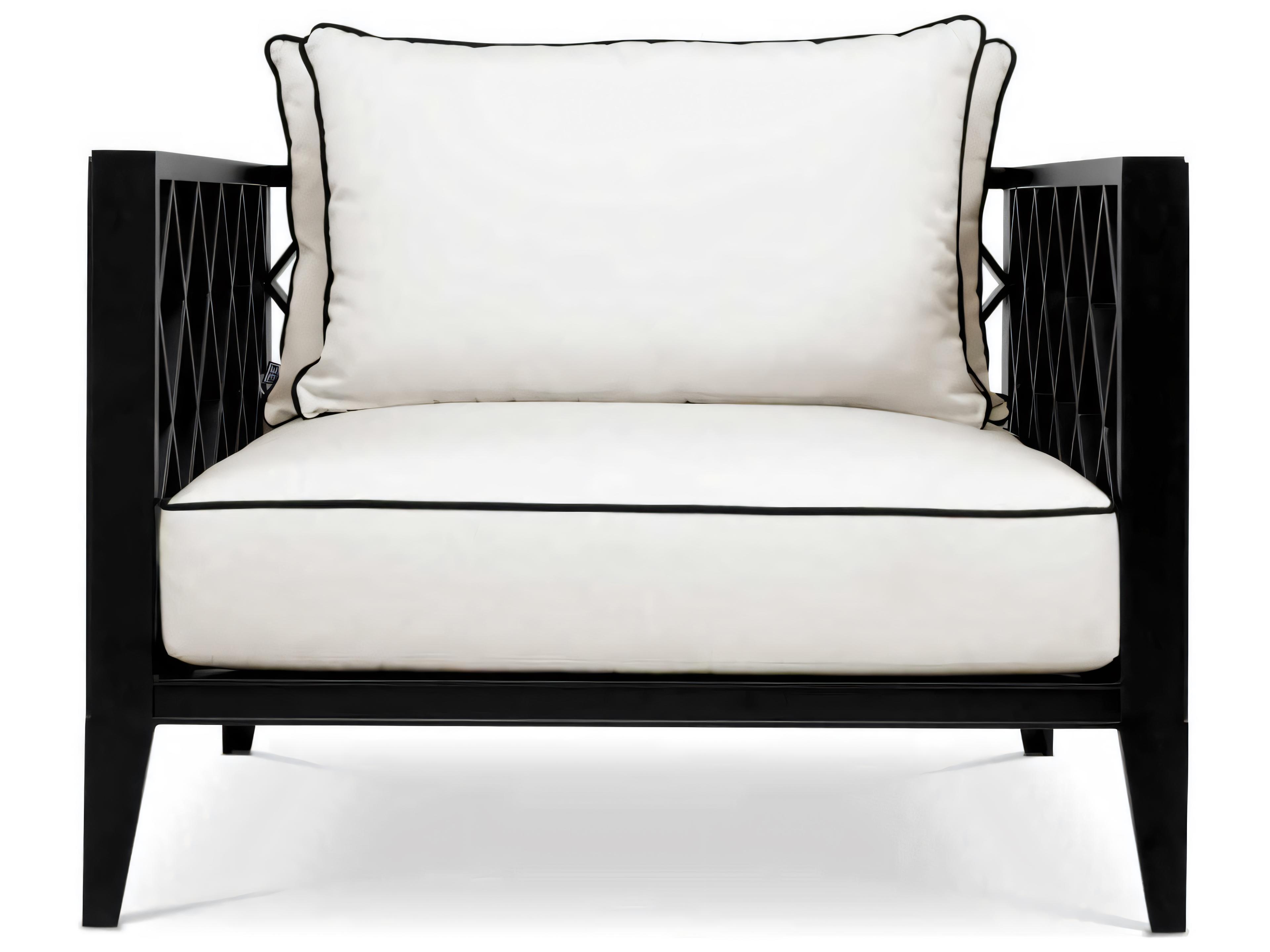 Eichholtz Outdoor Black Finish Sunbrella Canvas Lounge Chair