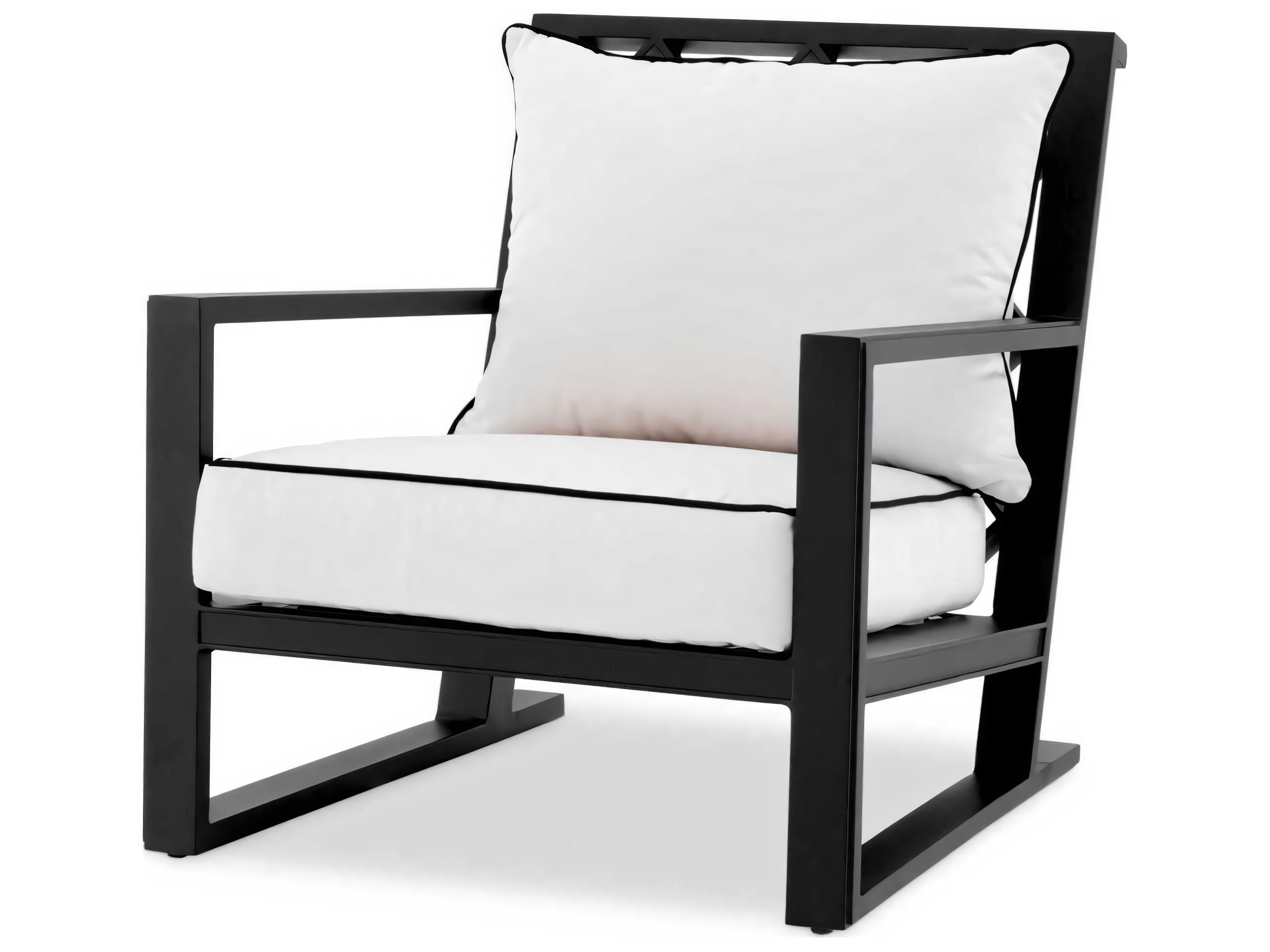 Black Finish Sunbrella Canvas Lounge Chair