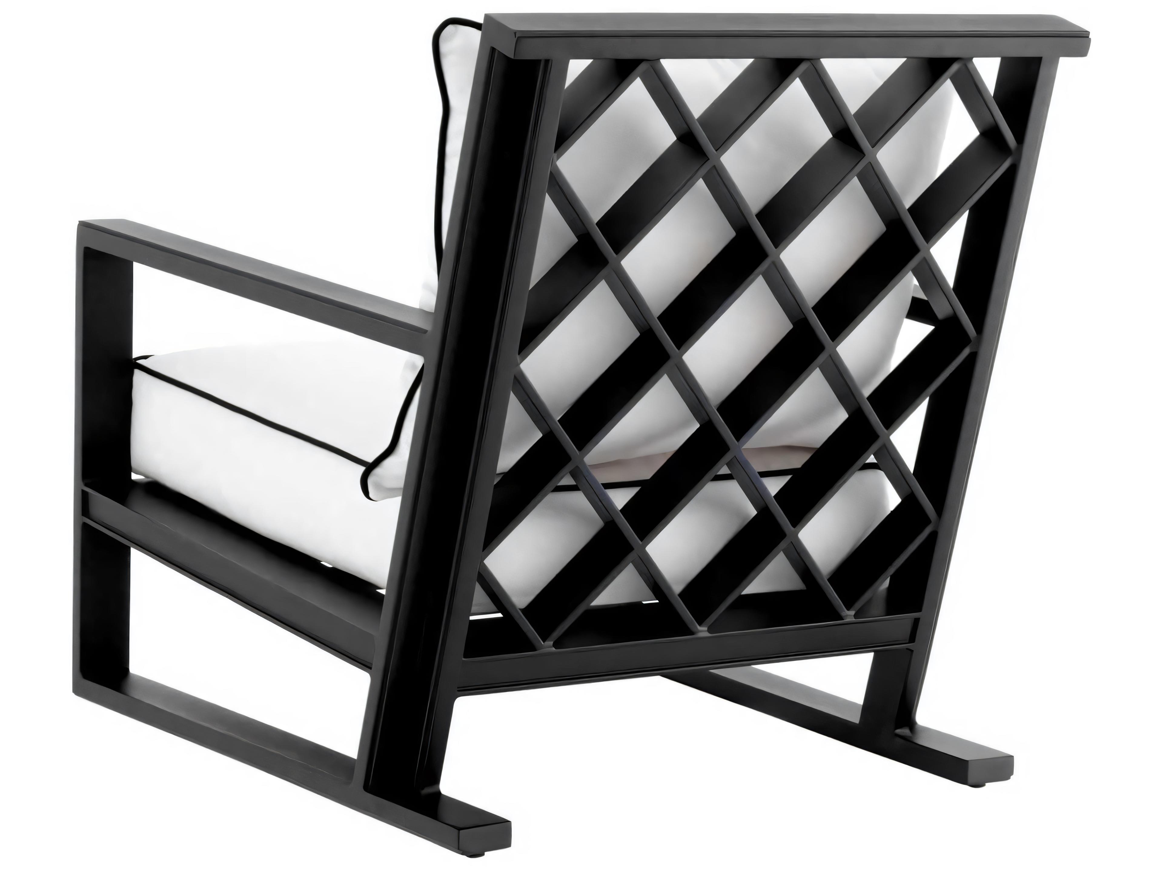 Eichholtz Outdoor Black Finish Sunbrella Canvas Lounge Chair