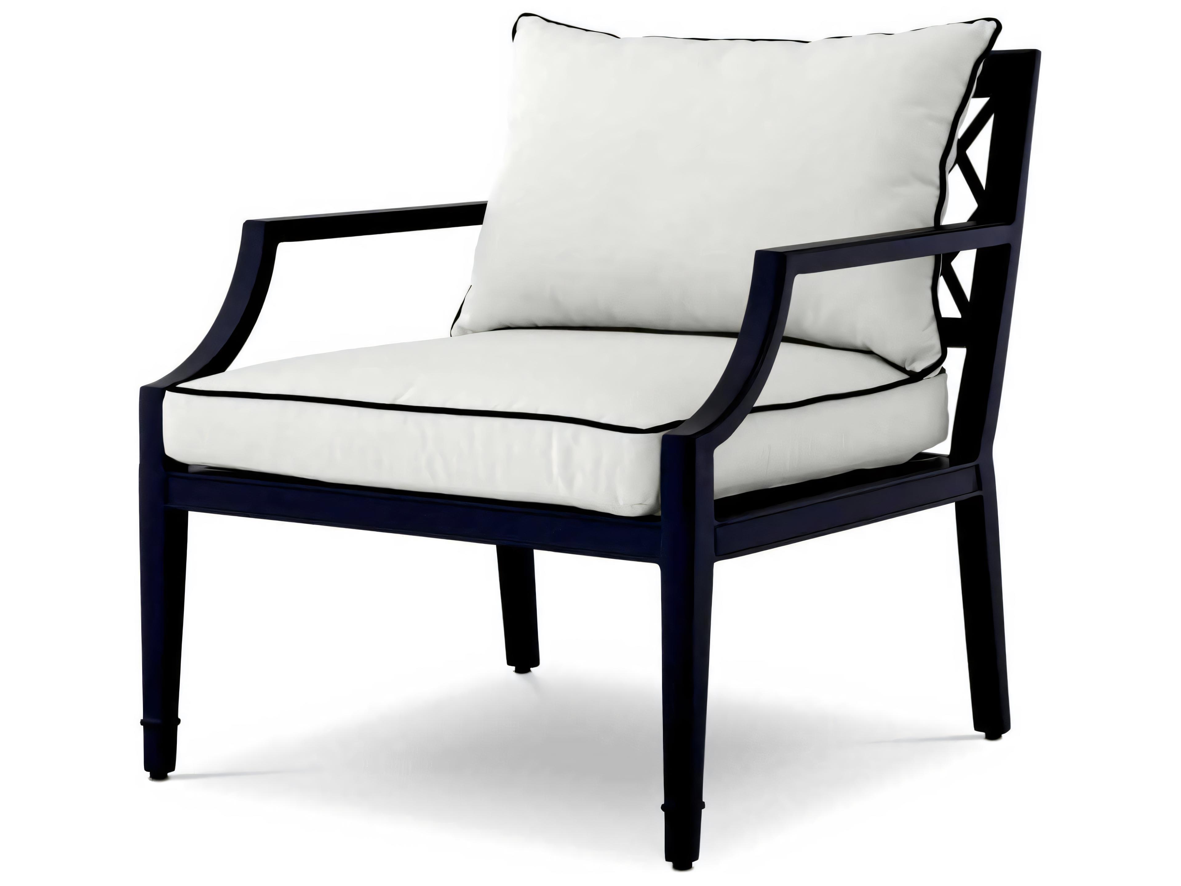 Eichholtz Outdoor Black Finish Sunbrella Canvas Lounge Chair