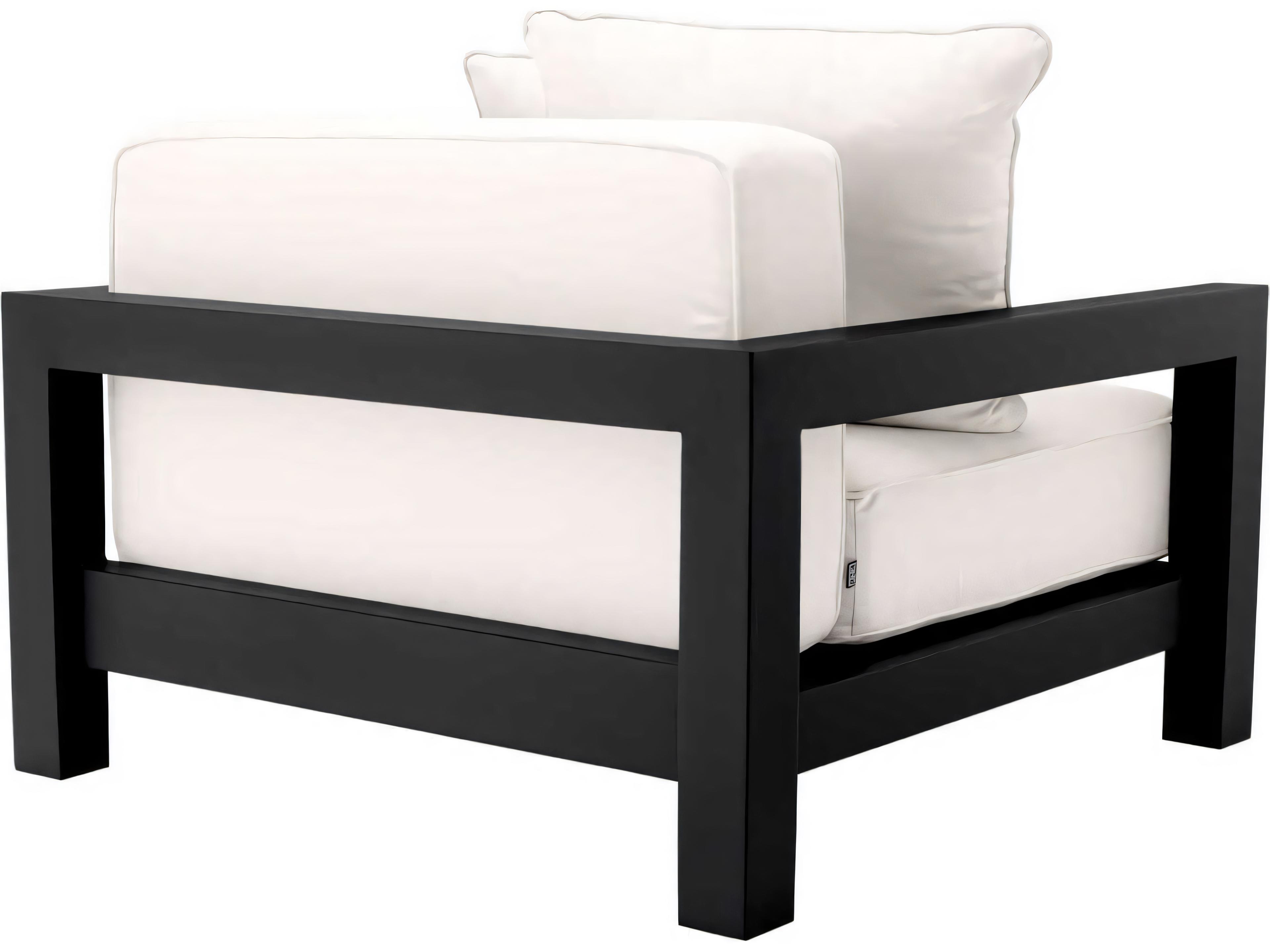 Eichholtz Outdoor Black Finish Sunbrella Canvas Lounge Chair