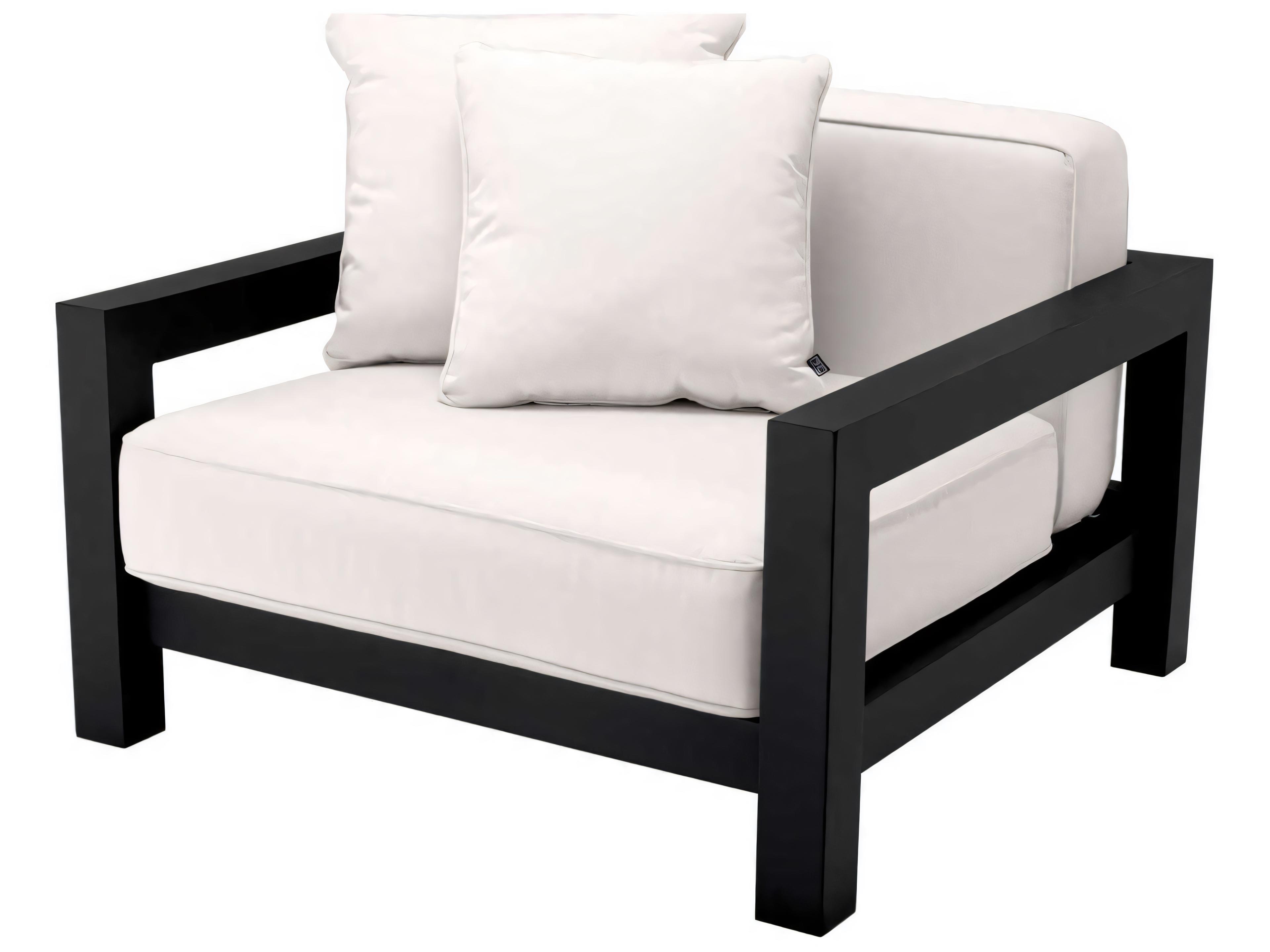 Eichholtz Outdoor Black Finish Sunbrella Canvas Lounge Chair