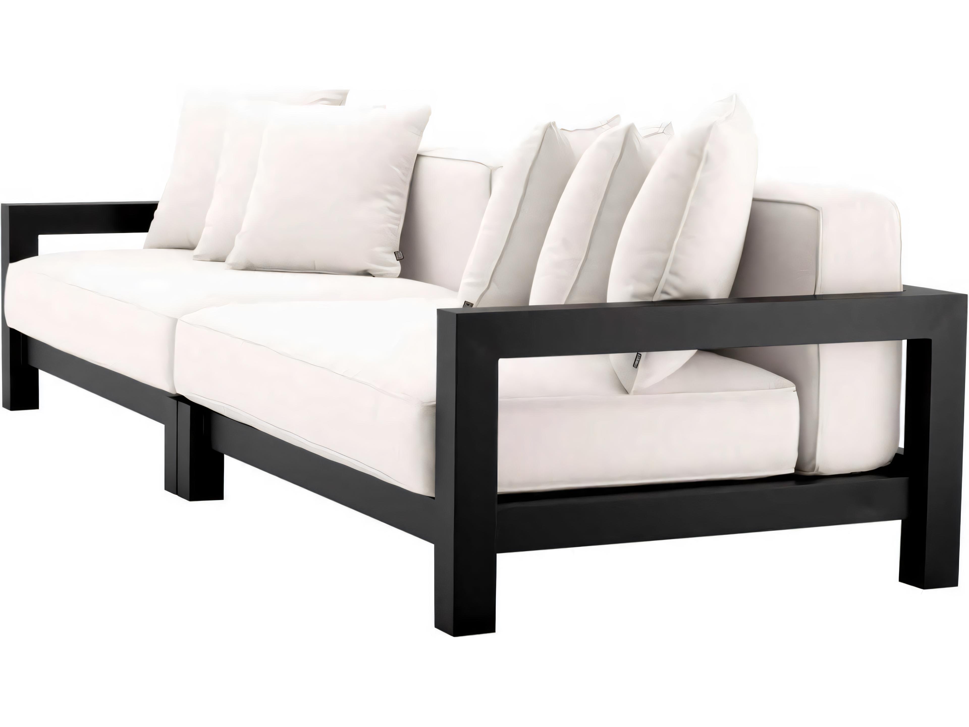 Eichholtz Outdoor Black Finish Sunbrella Canvas Sofa