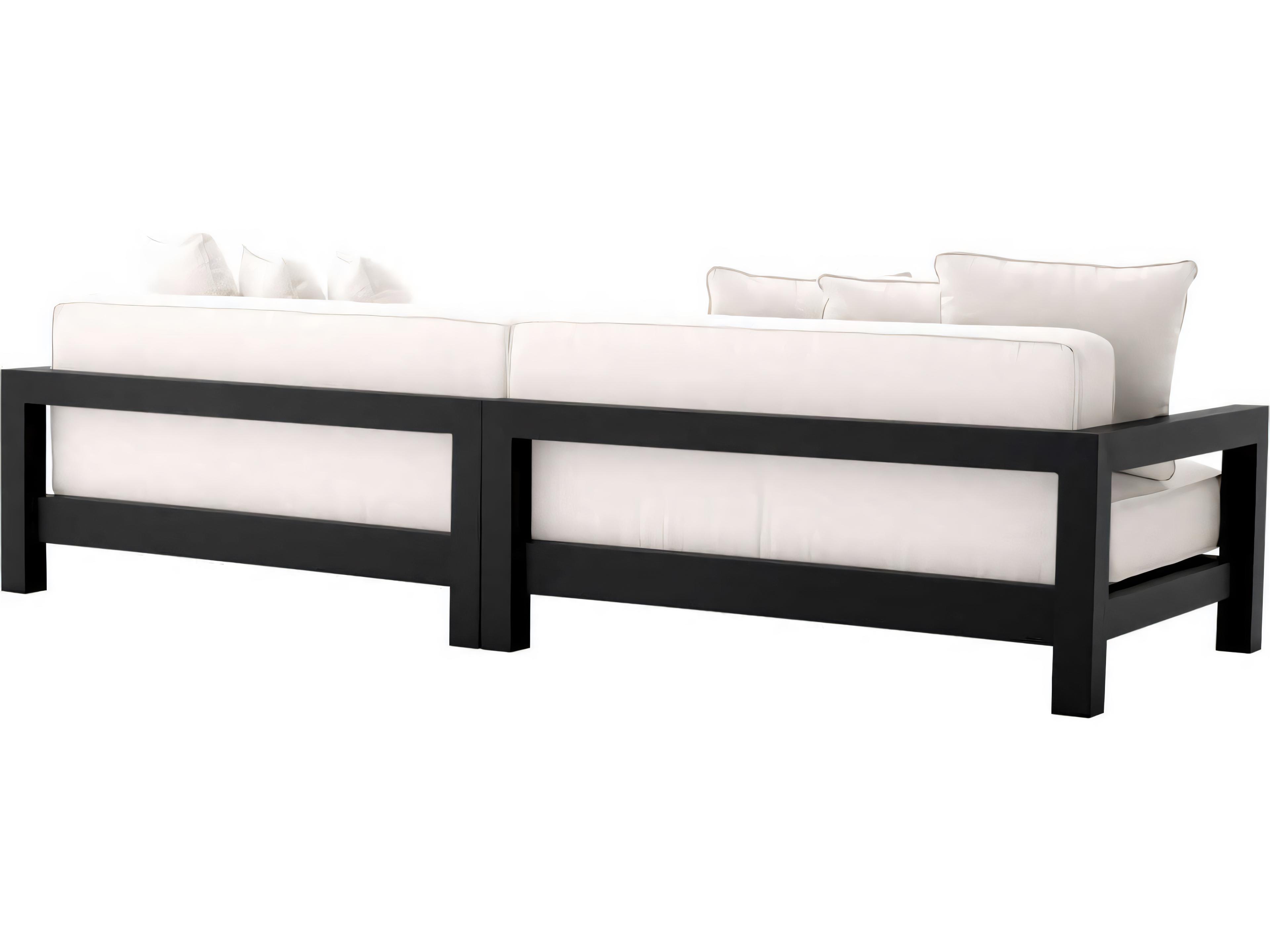 Eichholtz Outdoor Black Finish Sunbrella Canvas Sofa