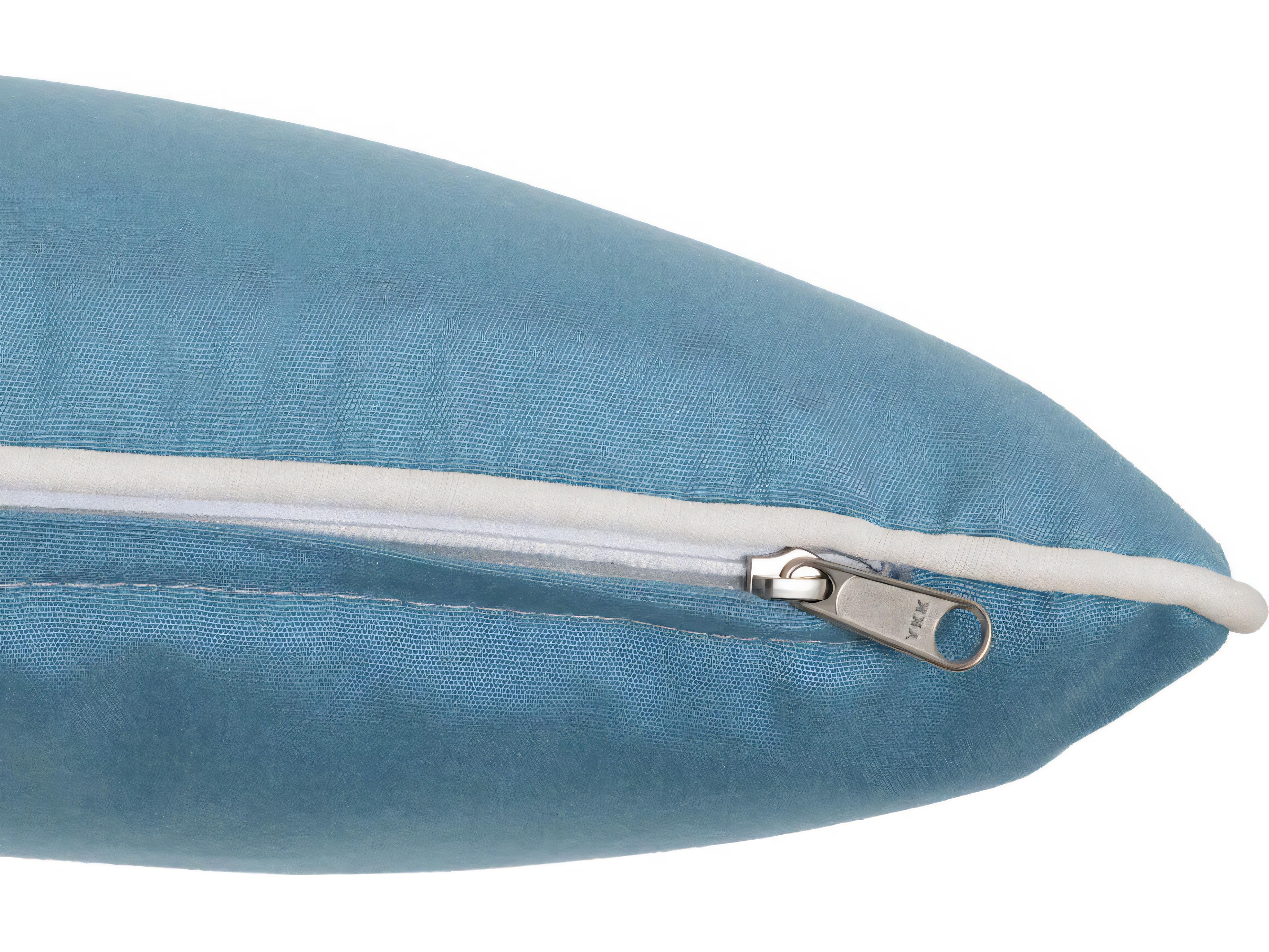 Eichholtz Outdoor Sunbrella Mineral Blue Canvas Natural Piping Patio Cushion