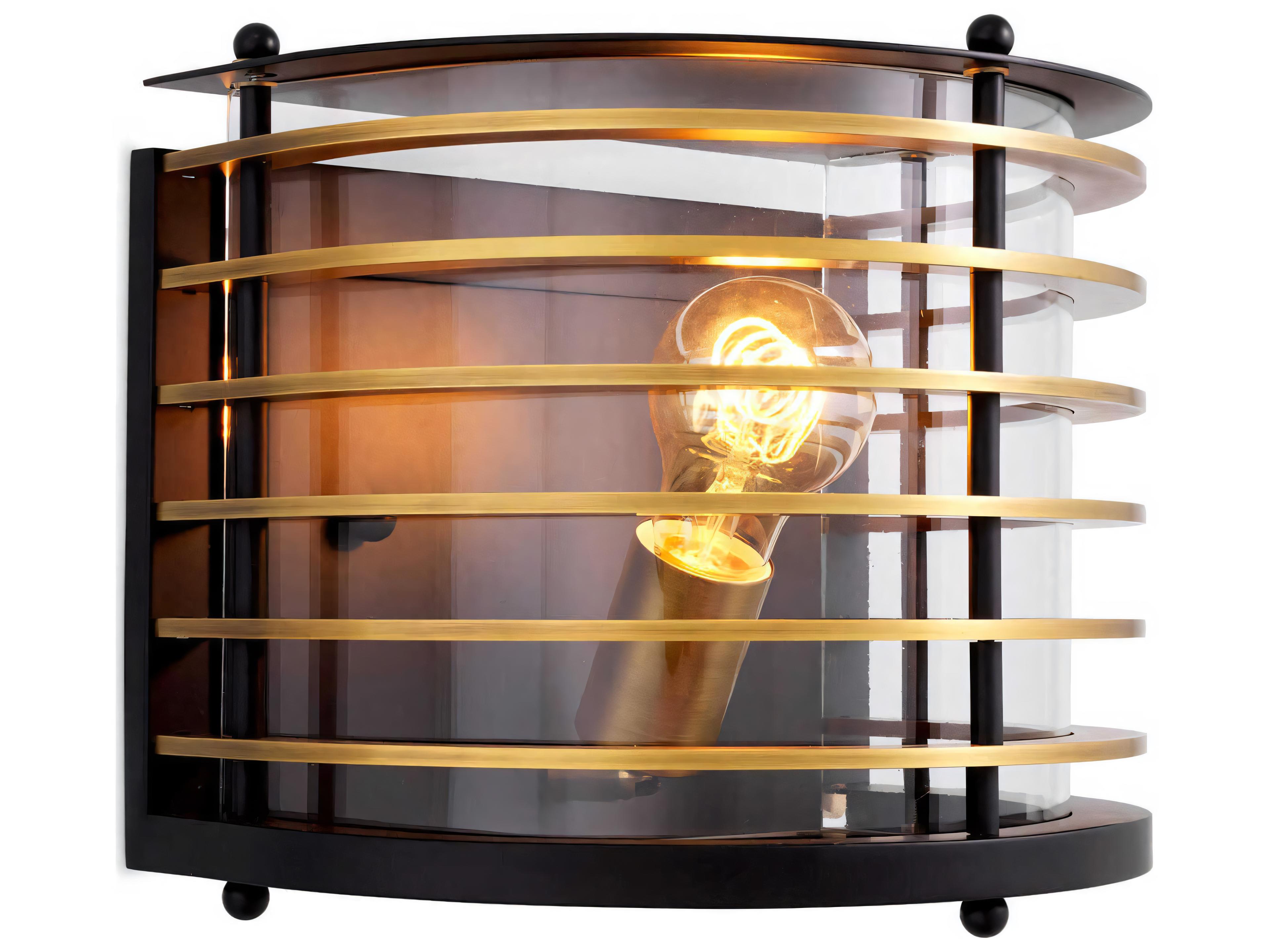 Black Finish Antique Brass Clear Glass Light