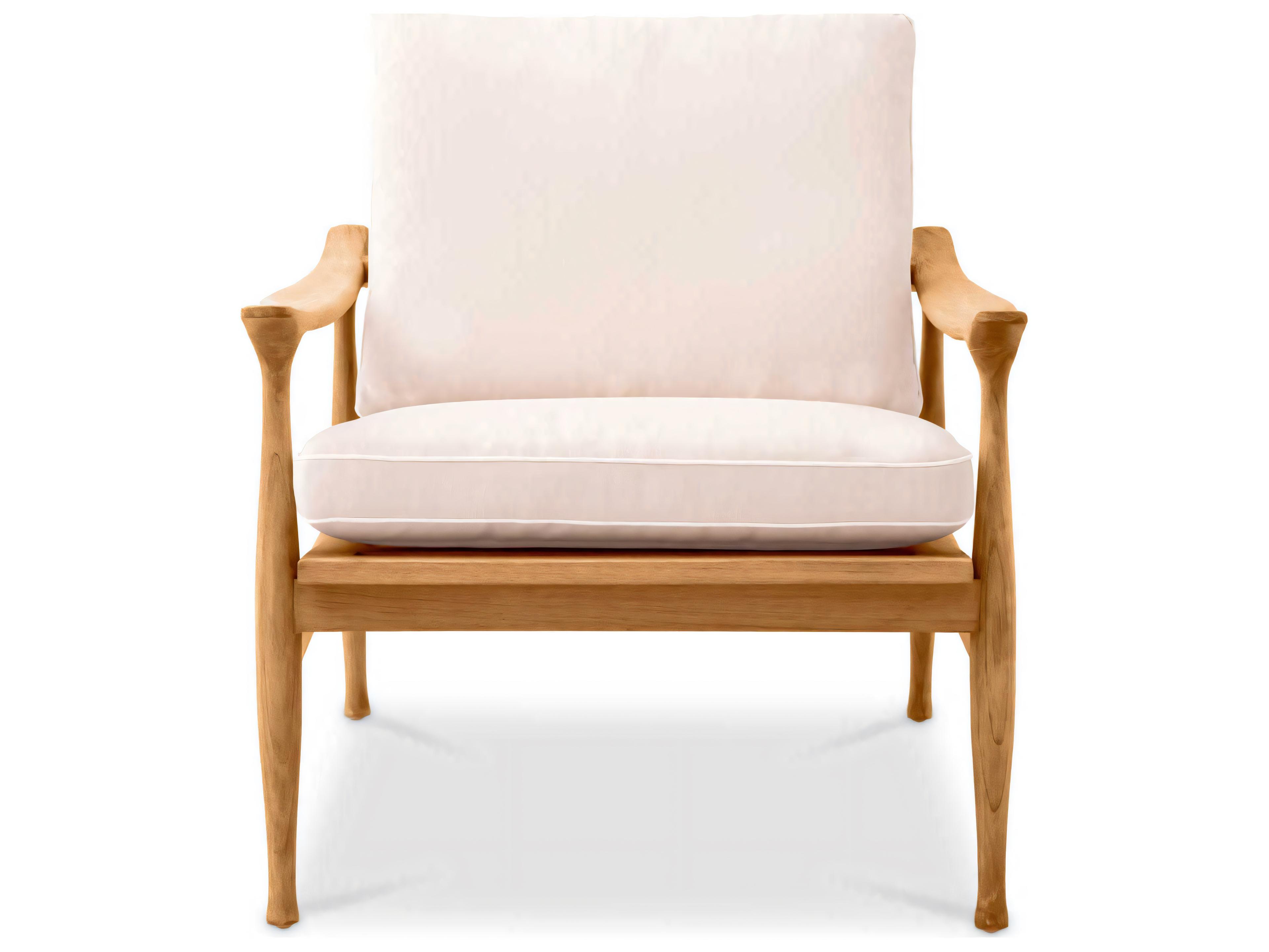 Eichholtz Outdoor Natural Teak Flores Off-white Lounge Chair